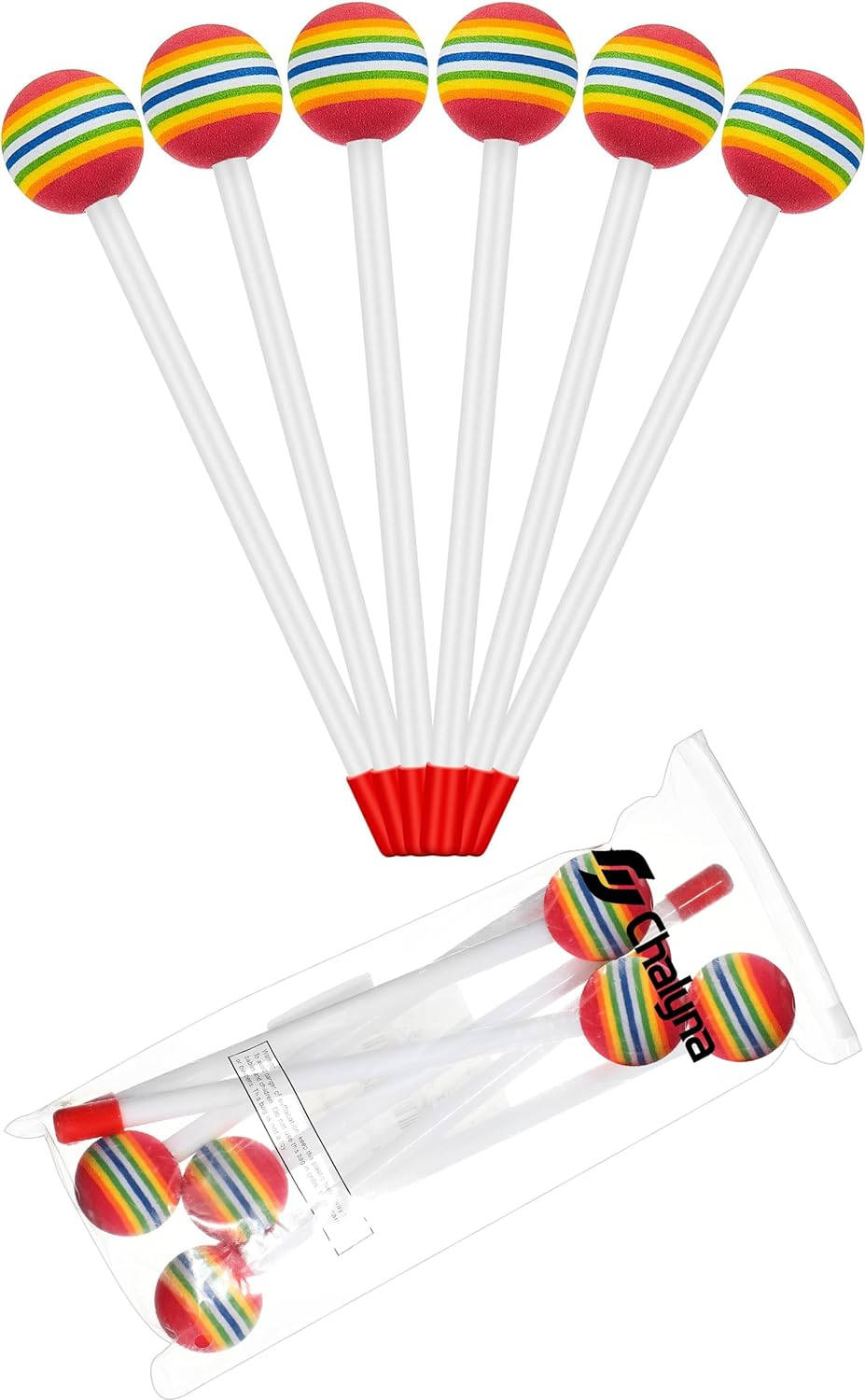 Chalyna 6 Pieces Lollipop Felt Drum Stick Soft Lollipop Timpani Mallets Foam Head Percussion Sticks Rainbow Plastic Drumsticks for Kids Hand Percussion Toy Gift Musical Instrument Accessories image number 6