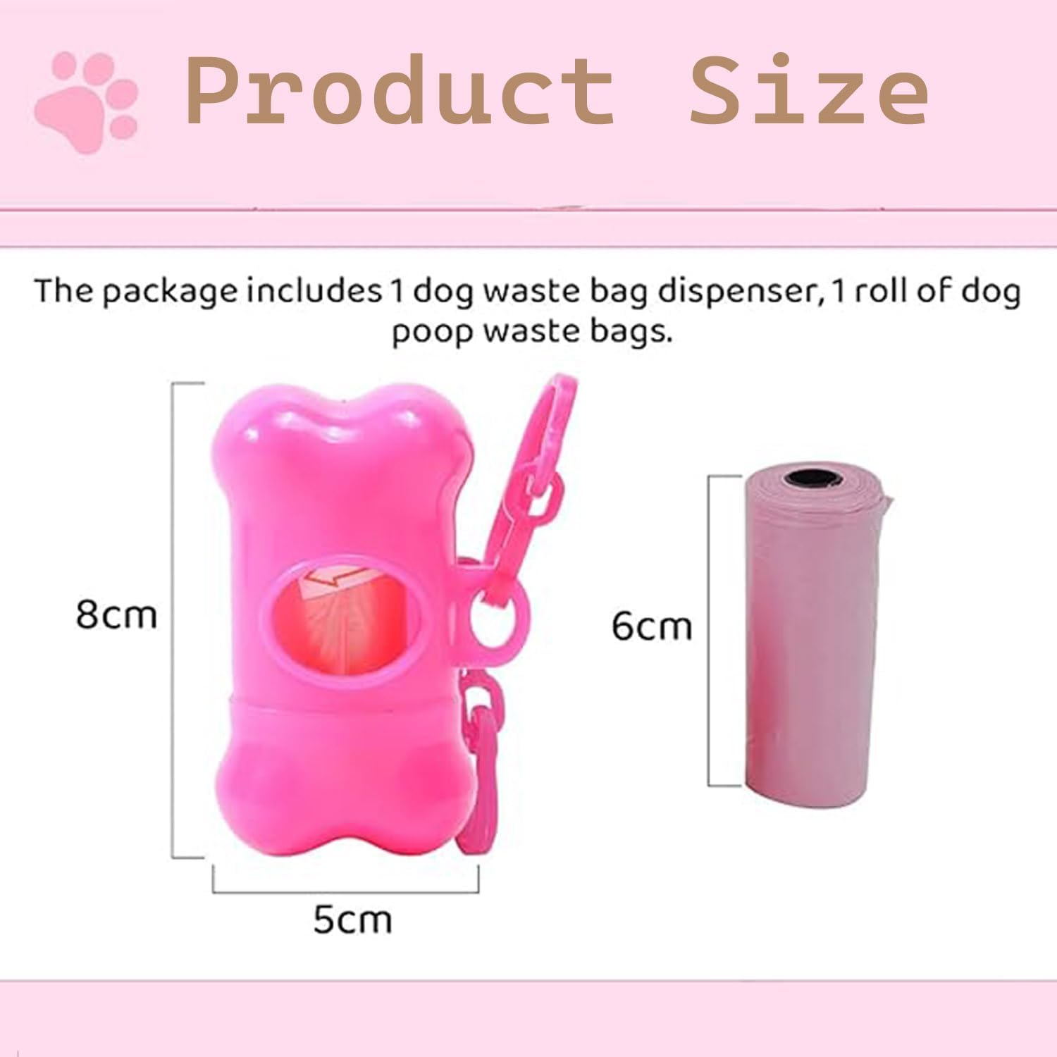 Amaezorx 1 Pcs Dog Waste Bag Dispenser with Carabiner Clip - Leak-Proof Poop Bag Holder for Dog Leashes, Portable Pet Waste Disposal Accessories Includes 1 Roll (Pink) image number 3