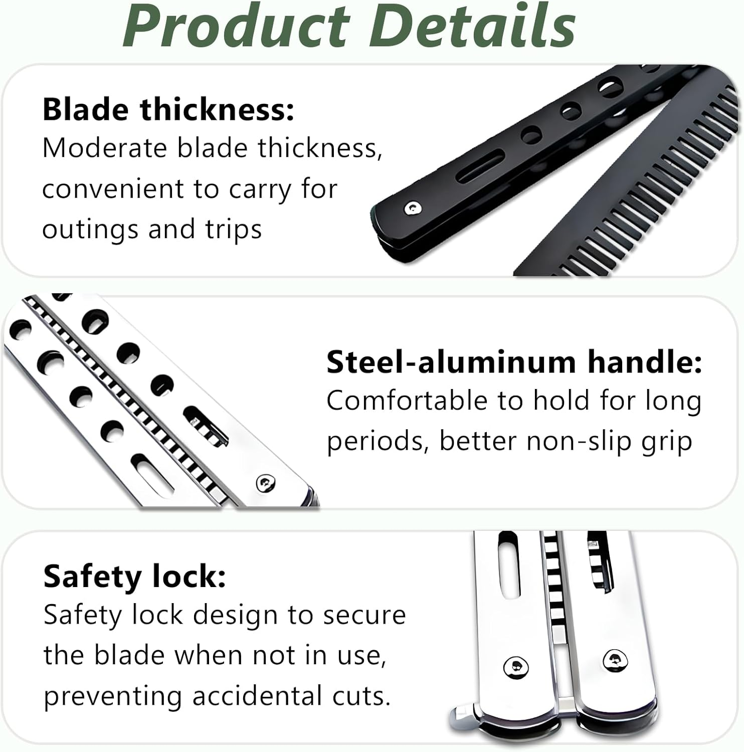 Jaasuee 2 Pieces Stainless Steel Folding Practice Combs Available in Black and Silver, Foldable Hair Styling Tools for Sports and Outdoor Use, Silver+Black image number 5