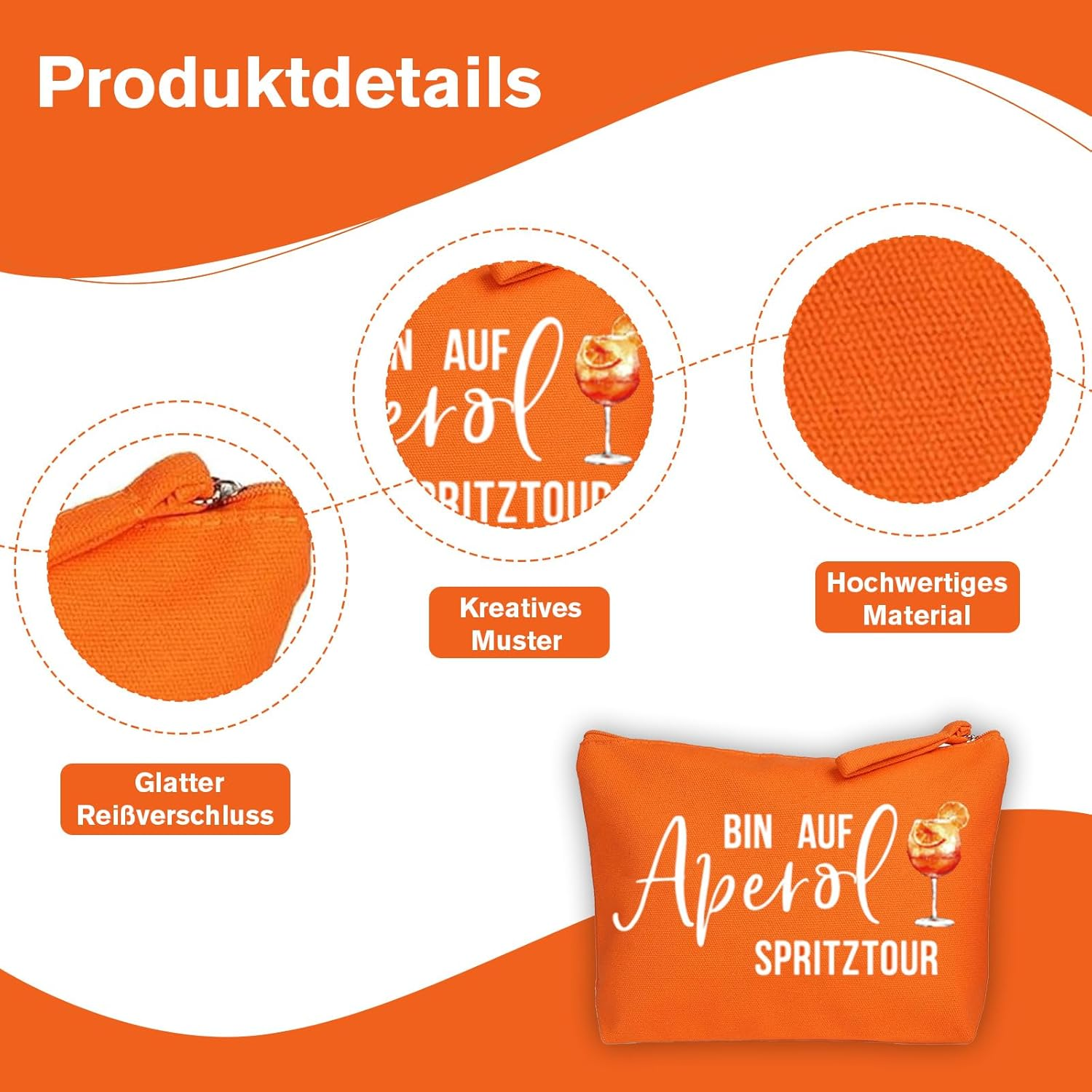 VEGCOO Aperol Lovers Gift Set Makeup Bag Socks Bracelet Greeting Card Aperol Design Canvas Cosmetic Bag Large Capacity Toiletries Storage Bag Gifts for Women image number 1