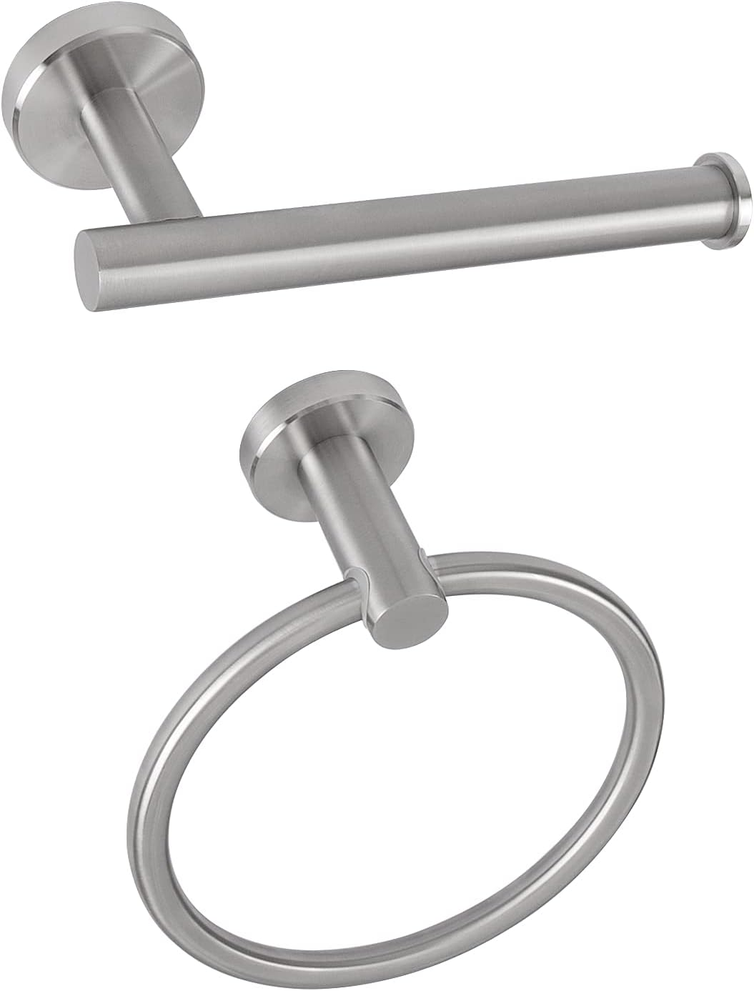Nearmoon 2 Pieces Bathroom Hardware Accessories, Towel Ring and Toilet Paper Holder- Stainless Steel Bath Towel Hanger and Hand Towel Holder, Wall Mounted (Chrome Finish)