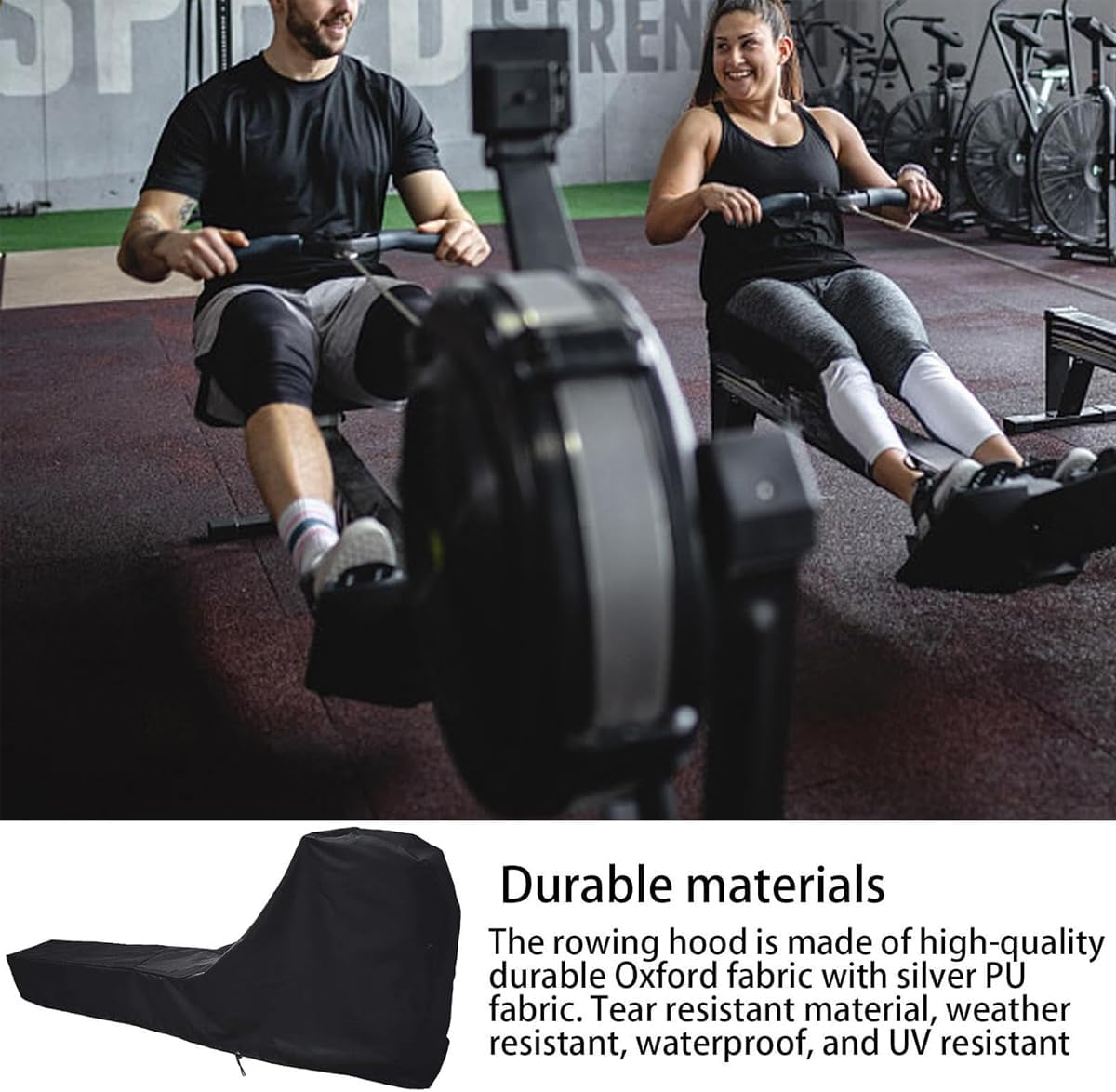 AIMALL 210D Oxford Water-Resistant Rowing Machine Cover, Uv-Resistant, Tear-Resistant, Fits Indoor & Outdoor Rowers, 95In Long, Drawstring Closure image number 5