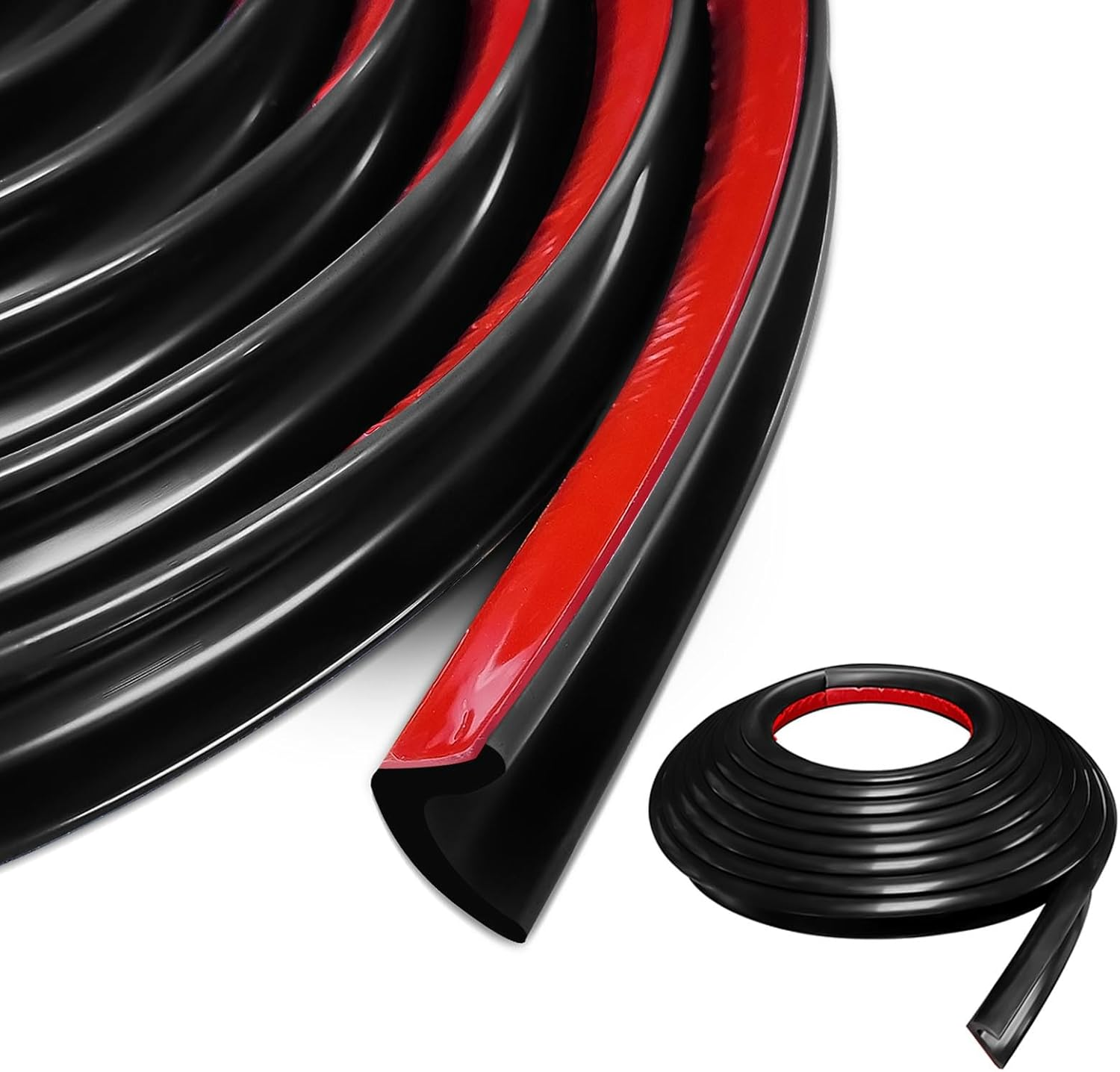 J Shape RV Rain Gutter, 2.5M Adhesive Backing, PVC Drip Guides, Roof Rain Diversion Strips for Vehicle, Truck, RV, Boat, Car, Van, Door, RV (Black, 5M)