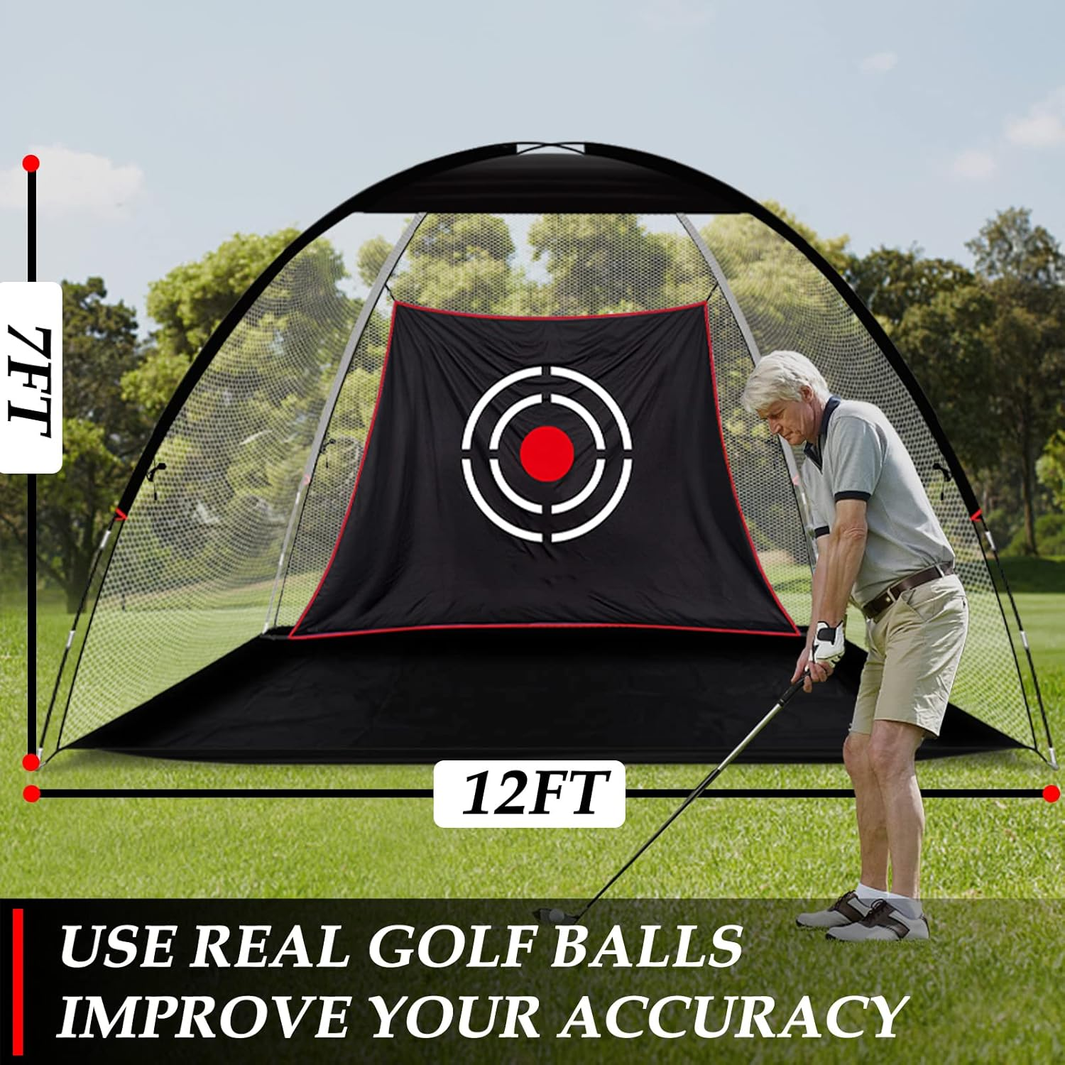 Golf Practice Hitting Nets for Backyard Driving Indoor Use Heavy Duty Practice Golf Driving Nets for Backyard Premium Portable Golf Impact Nets Cages with Frame and Net for Kids Men image number 5