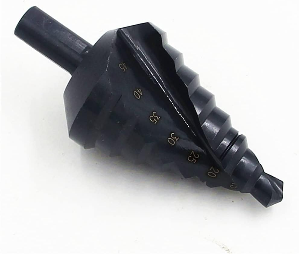 ZONADA Spiral Nitriding Step Drill Bit Titanium Plated Multi Hole Cutter 10Mm-45Mm Total 8 Step Sizes Hole Cutting, Enlarge, Metal Sheet, PCV, Woodworking image number 3
