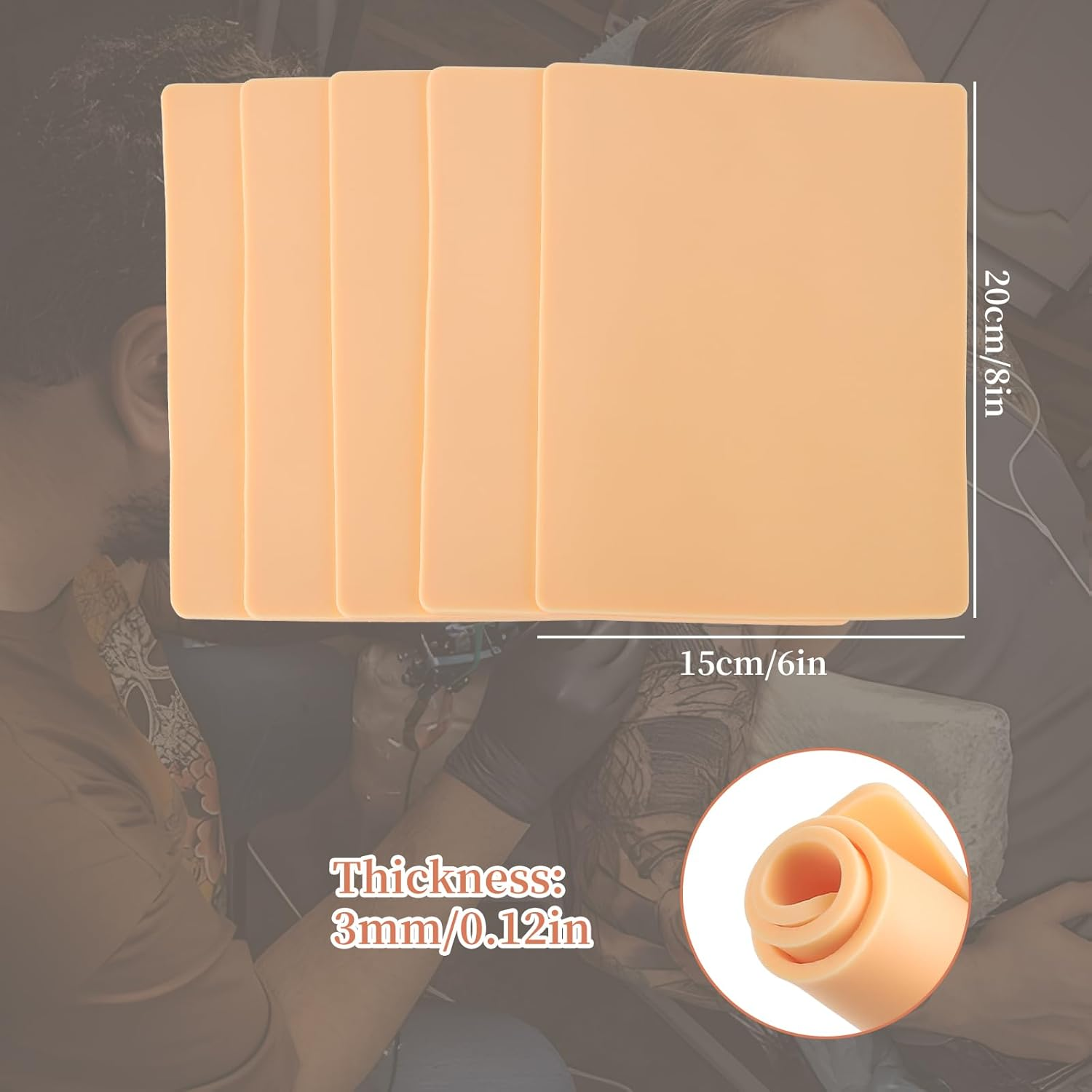 Varildibao 5 PCS Tattoo Practice Skins, 8" X 6" Double Sided Tattoo Fake Skin image number 6
