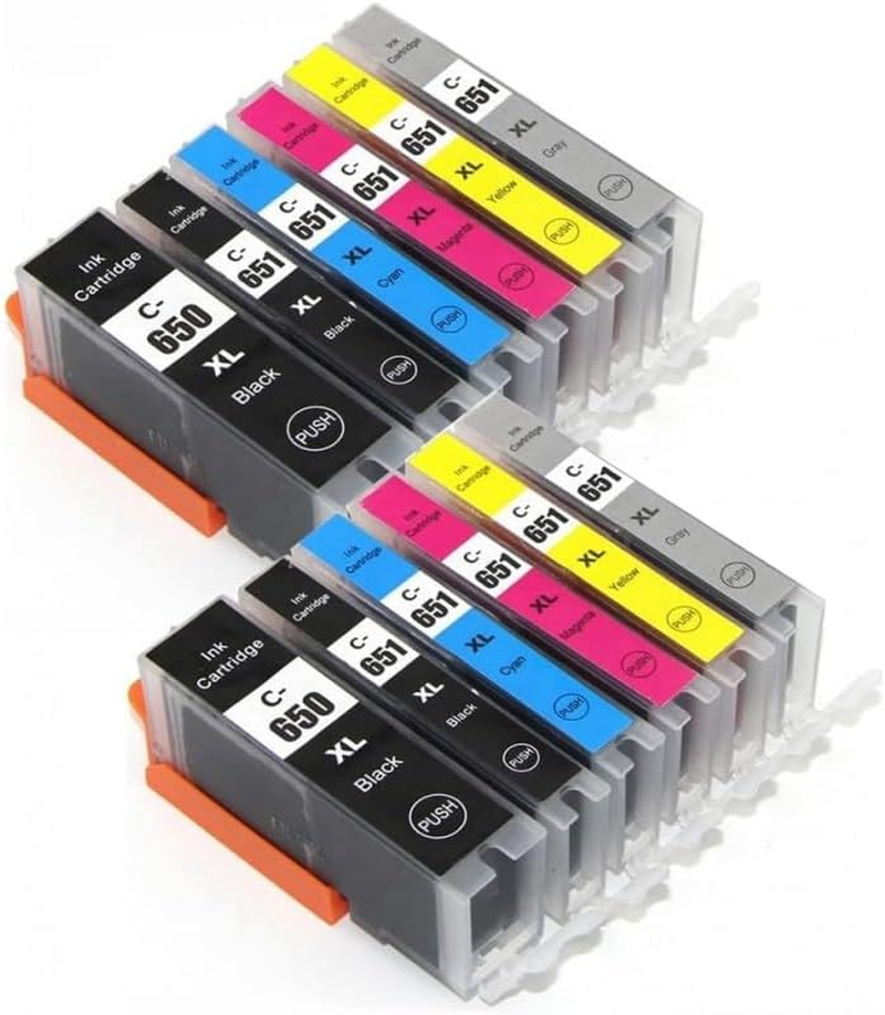 12 X Generic 650XL & 651XL Replacement Ink for PGI-650XL & CLI-651XL for Canon PIXMA IP8760, MG6360, MG7160, MG7560 (2BK 2PBK 2C 2M 2Y 2GY)