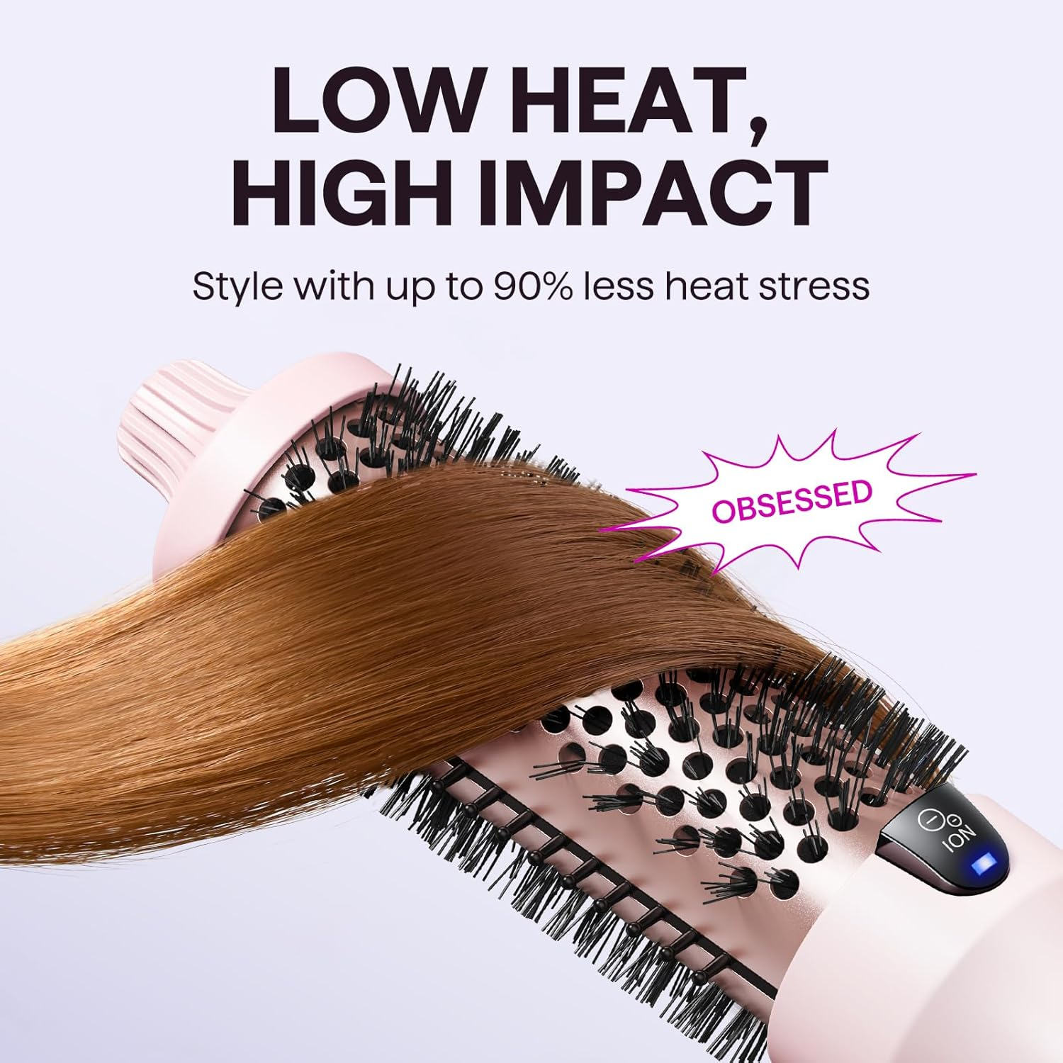 Wavytalk Thermal Brush, Blowout Boost Ionic round Heated Hot Brush, to Make Hair Smoother & Shinier, Easy to Use, Not for Blow Drying, 38Mm Barrel, 5 Temperature Settings, Dual Voltage, Pink image number 1