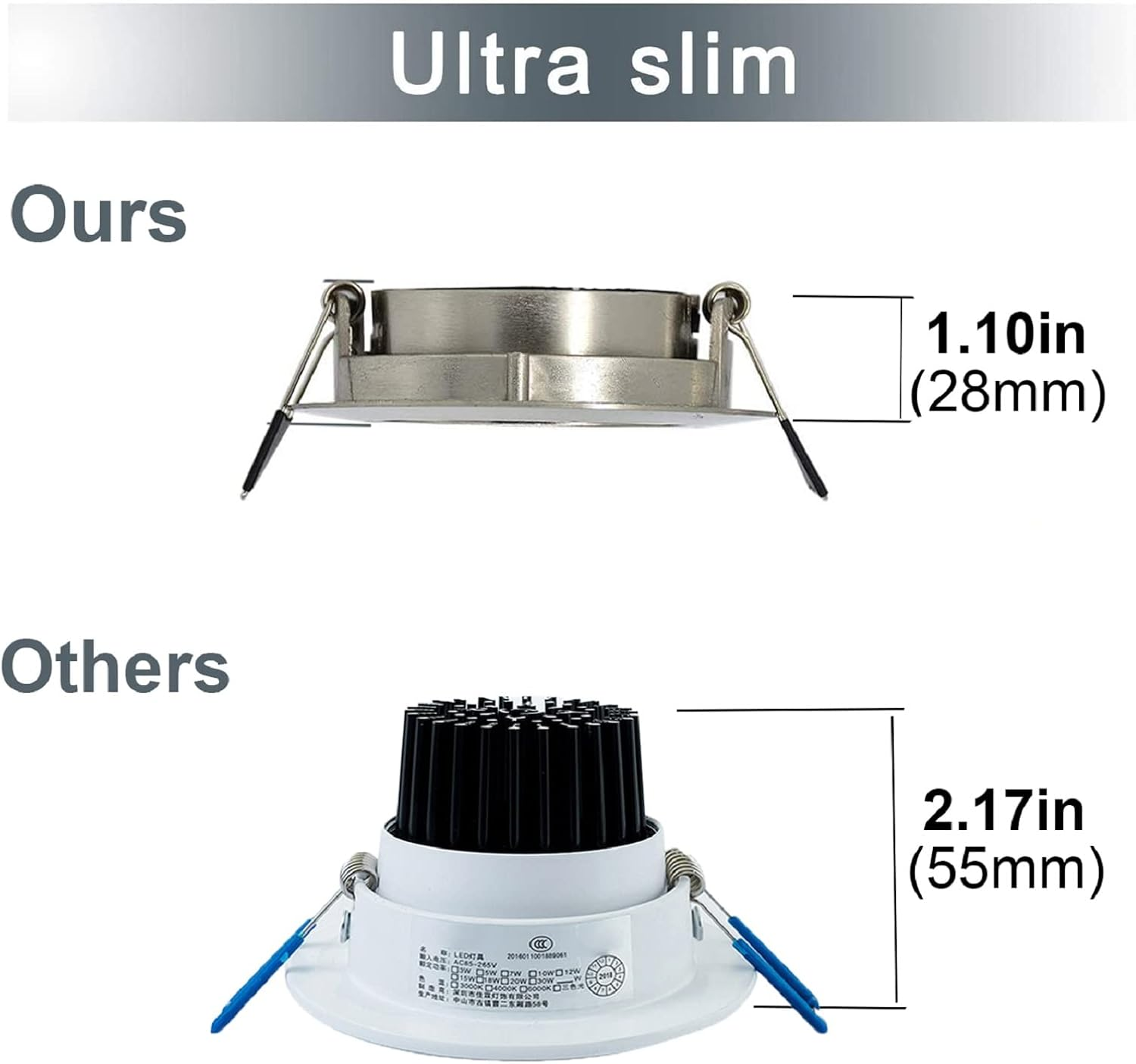 Allesgute 4X LED Downlights Ultra Slim Recessed Ceiling Lights Brushed Chrome Spotlights Tilt LED down Lights 5W 240V Cool White 6000K image number 3