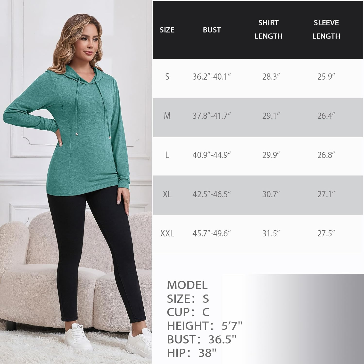GINKANA Women Nursing Tops for Breastfeeding with Hidden Zipper Long Sleeve Hoodie Causal Sweatshirts Breast Pumping Shirts image number 6
