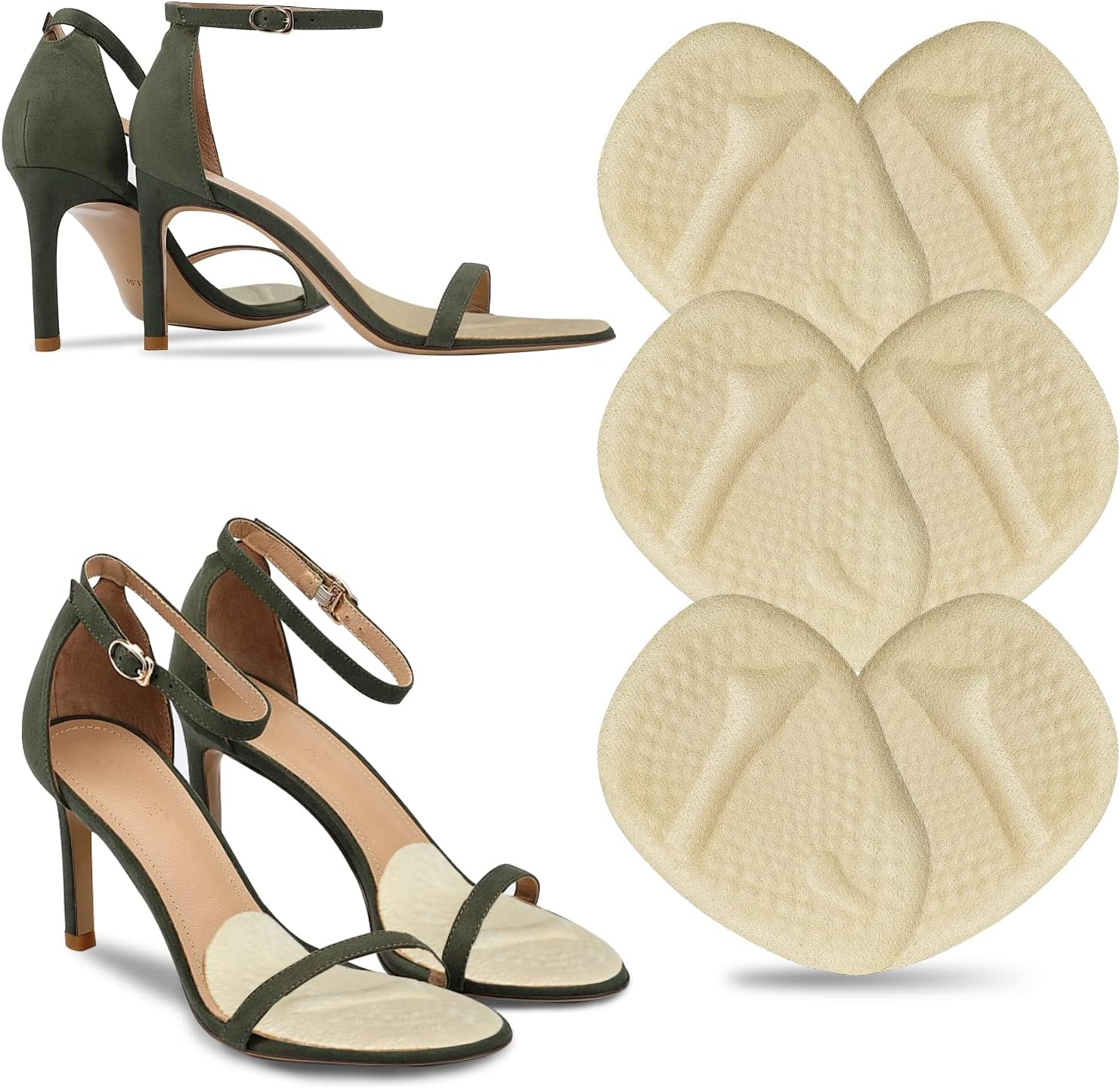 Ball of Foot Cushions Heel Inserts, Anti-Slip Metatarsal Pads for Women, One Size Fit All Foot Pad Insoles, Foot Pain Relief and Comfort Reusable Shoes Forefoot Gel Insoles for Loose Shoe, Blisters, Calluses-3Pairs, Black