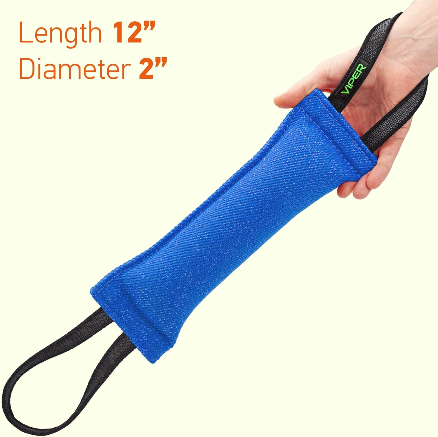 Viper Synthetic K9 Tug Toy Reward with Two Handles for Adult Dogs and Puppies. Ruber Handles, Blue, 12 X 2 image number 1
