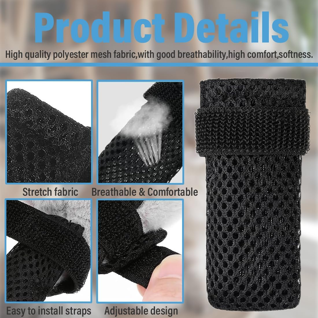 MIRKUZI Paw Protectors for Dogs, 4 Pack Paw Protectors for Dogs and Cats, Adjustable Mesh Paw Protector for Cats, Mesh Nail Clippers for Bathing Pets (S) image number 2