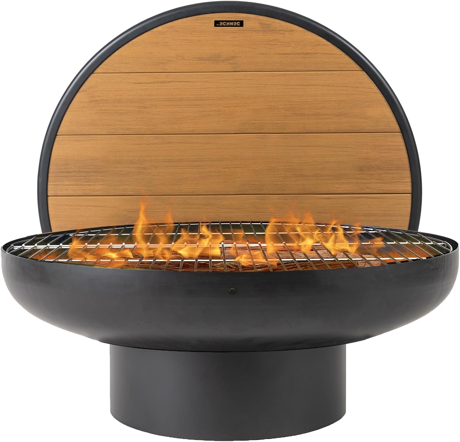 DENKOE 32 Inch round Fire Pit Table with Fire Pit Grill, Extra Thick, Heavy Duty Fire Bowl, Deep Outdoor Firepit, Wood Burning Firepits for outside Patio, Backyard Fire Pits, Large BBQ Pit image number 6