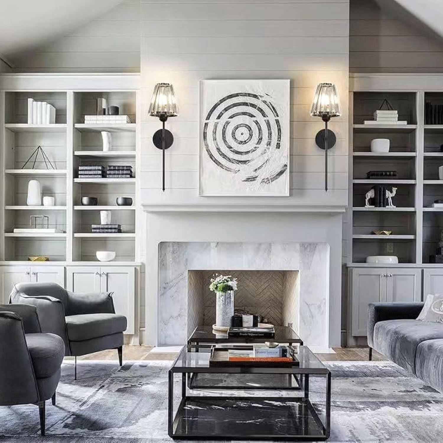 Wall Lights Set of 2 Battery Operated Wall Sconces Clear Glass Lighting Fixture Rechargeable Wall Lamps for Bathroom Bedroom Wall Lighting image number 6