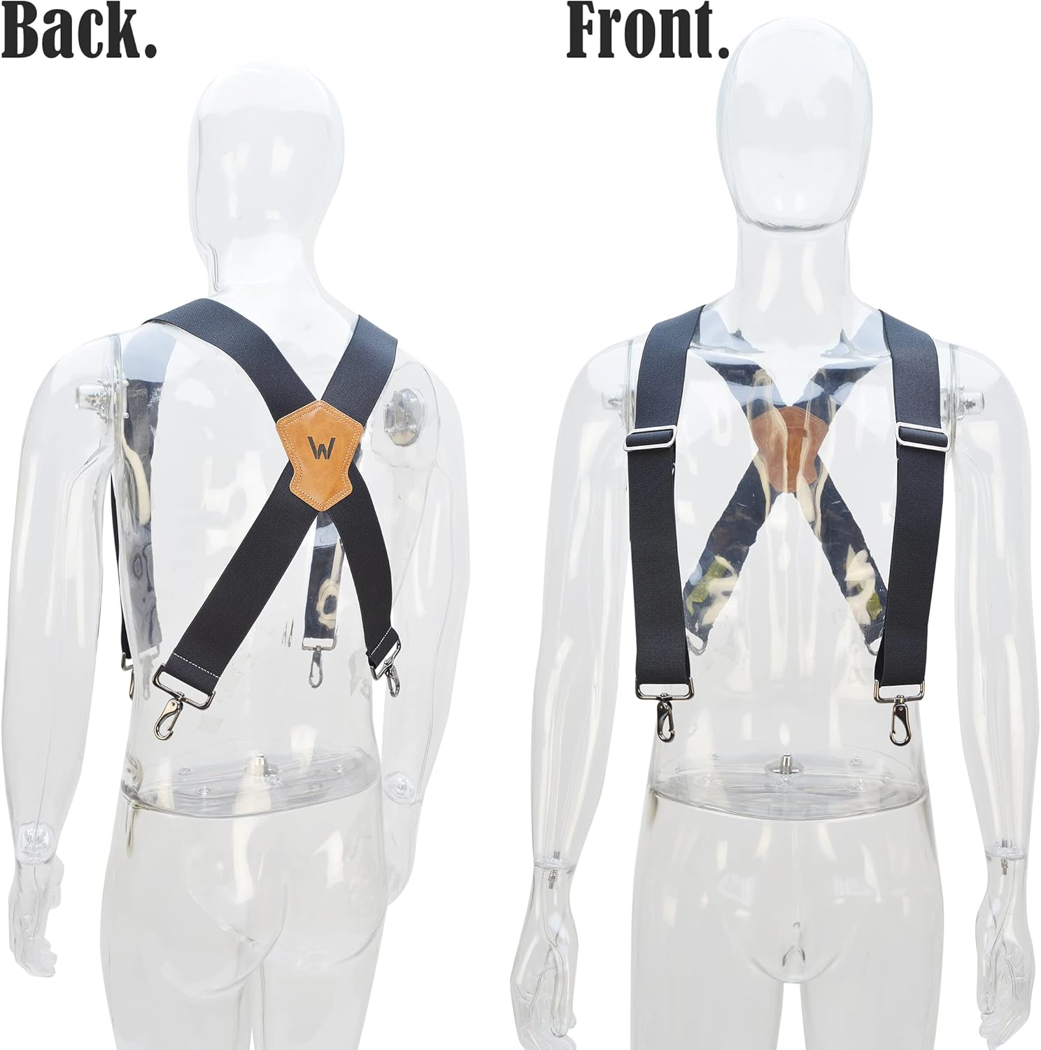 WELKINLAND Heavy-Duty 2Inch-Wide Full-Elastic Work Suspender for Jeans - Black image number 5