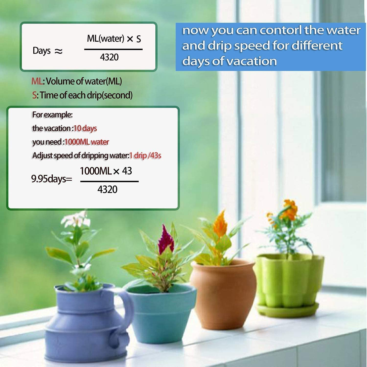 24PCS Self Watering Spikes, Adjustable Plant Watering Devices, Automatic Drip Irrigation System with Slow Release Control Valve Switch - for Outdoor Indoor Plants Use image number 1