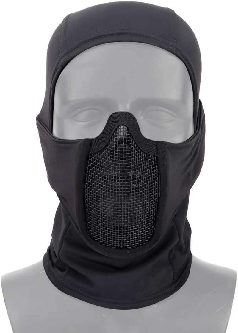Tactical Gear Breathable Balaclava Mesh Mask Ninja Style Full Face Airsoft Mask Windproof Motorcycle Cycling Hood Neck Warmer