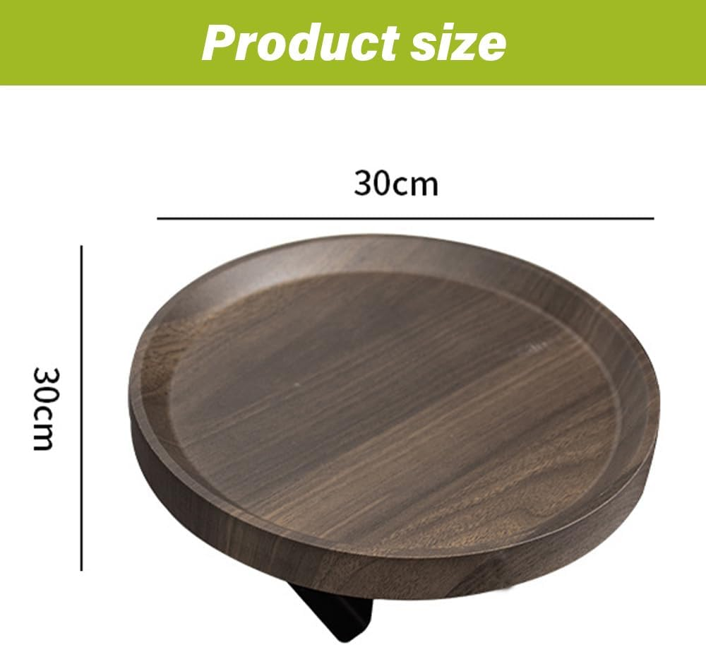 Sofa Armrest Tray, Adjustable Sofa Tray, round Tea Tray, Living Room Study Side Table, Movable and Practical Tea Table, Used to Place Drinks, Food, Snacks, Telephones. (Walnut)