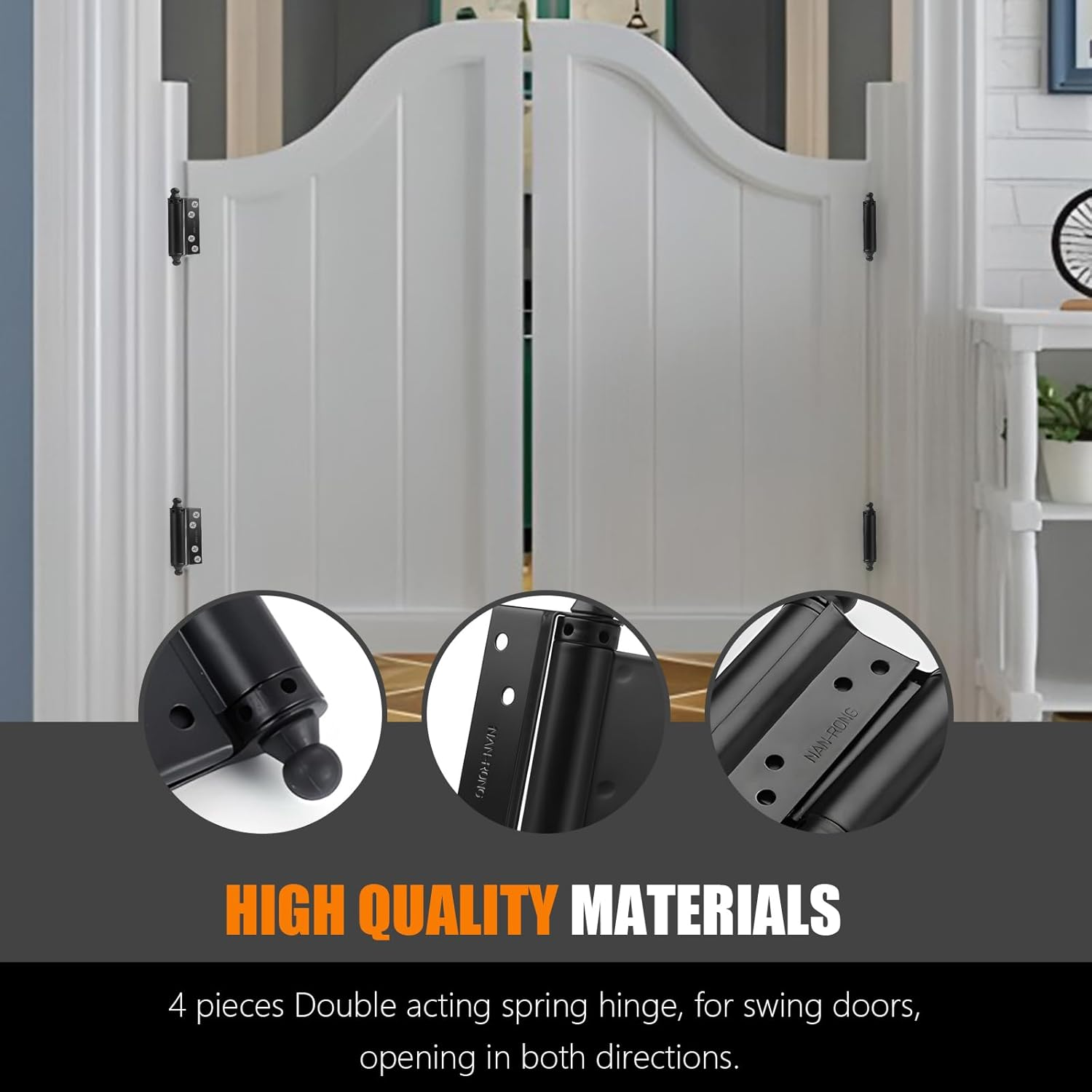 4 Pack 3&rsquo;&rsquo; Double Action Hinges, Double Swing Hinges Swinging Door Hinge Cafe Door Hinges, Stainless Steel Trap Door Hinges Spring Hinge (3&rsquo;&rsquo;) image number 6