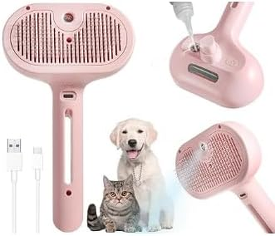 Pet Steam Brush and Nail Clippers for Dog & Cat - 3-In-1 Spray Comb with Waterless Shampoo - Sleek Ez Scissors for Shedding - Defur Brush for Long & Short Hair - Dog & Cat Nail Clippers with 2Mm & 4Mm Cutting Holes image number 1