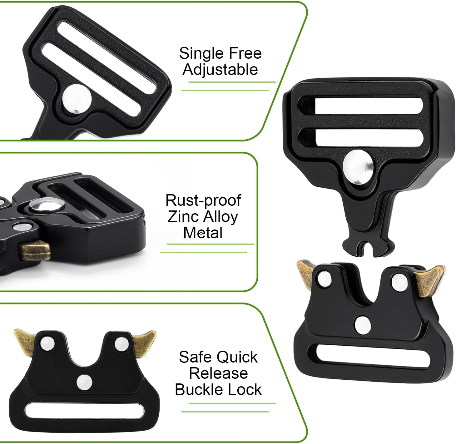 2Pack Metal Tactical Duty Belt Buckles, 1 Inch Metal Buckle Clip for Dog Collar, Tactical Keychain, Backpack Bags Clip, Tactical Paracord Bracelets Buckle Hardware Accessories Replacement Black image number 3