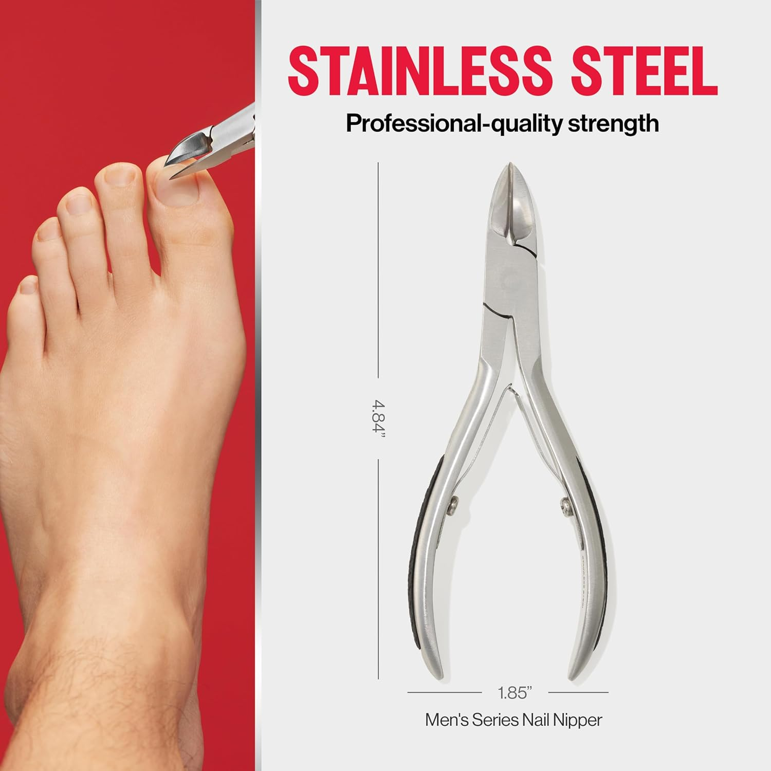 Revlon Nail Clipper for Men, Durable for Tough Fingernail and Toenail Trimming, Ergonomic No-Slip Grip Handle, Stainless Steel, 1 Count image number 5