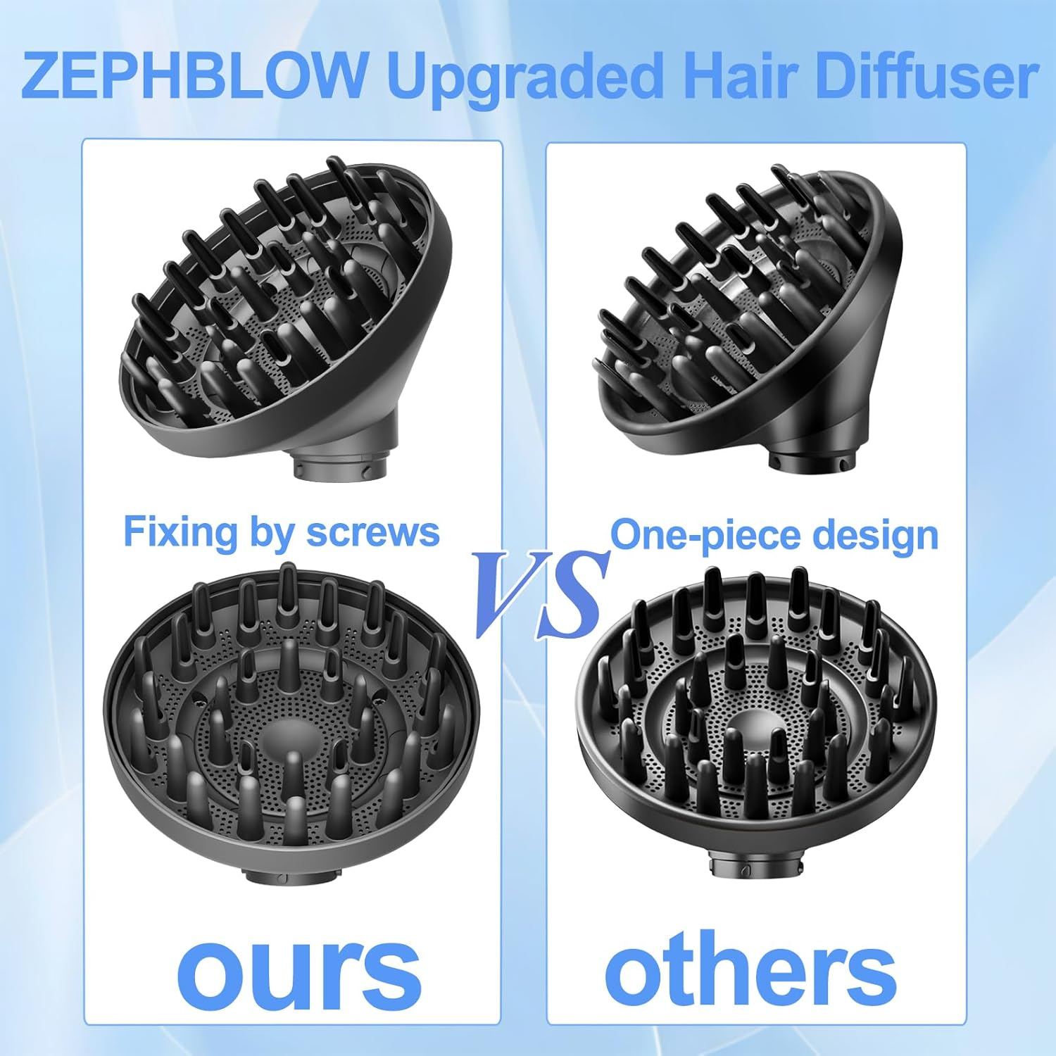 Hair Diffuser Attachment for Dyson Airwrap, Upgraded Diffuser Nozzle Compatible with Airwrap Styler, Curl-Defining Attachment for Wavy Curly Coil Hair, for Replacement Part NO.973365-01, Grey image number 1