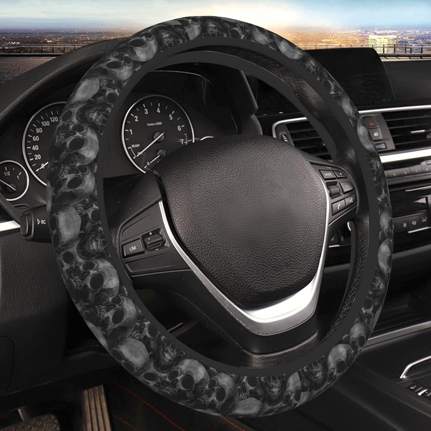 Scary Skull Horror Steering Wheel Cover for Women Men Girls Car Accessories Decor Anti-Slip Neoprene Auto Steering Wheel Covers Protector Universal 15 Inch image number 1
