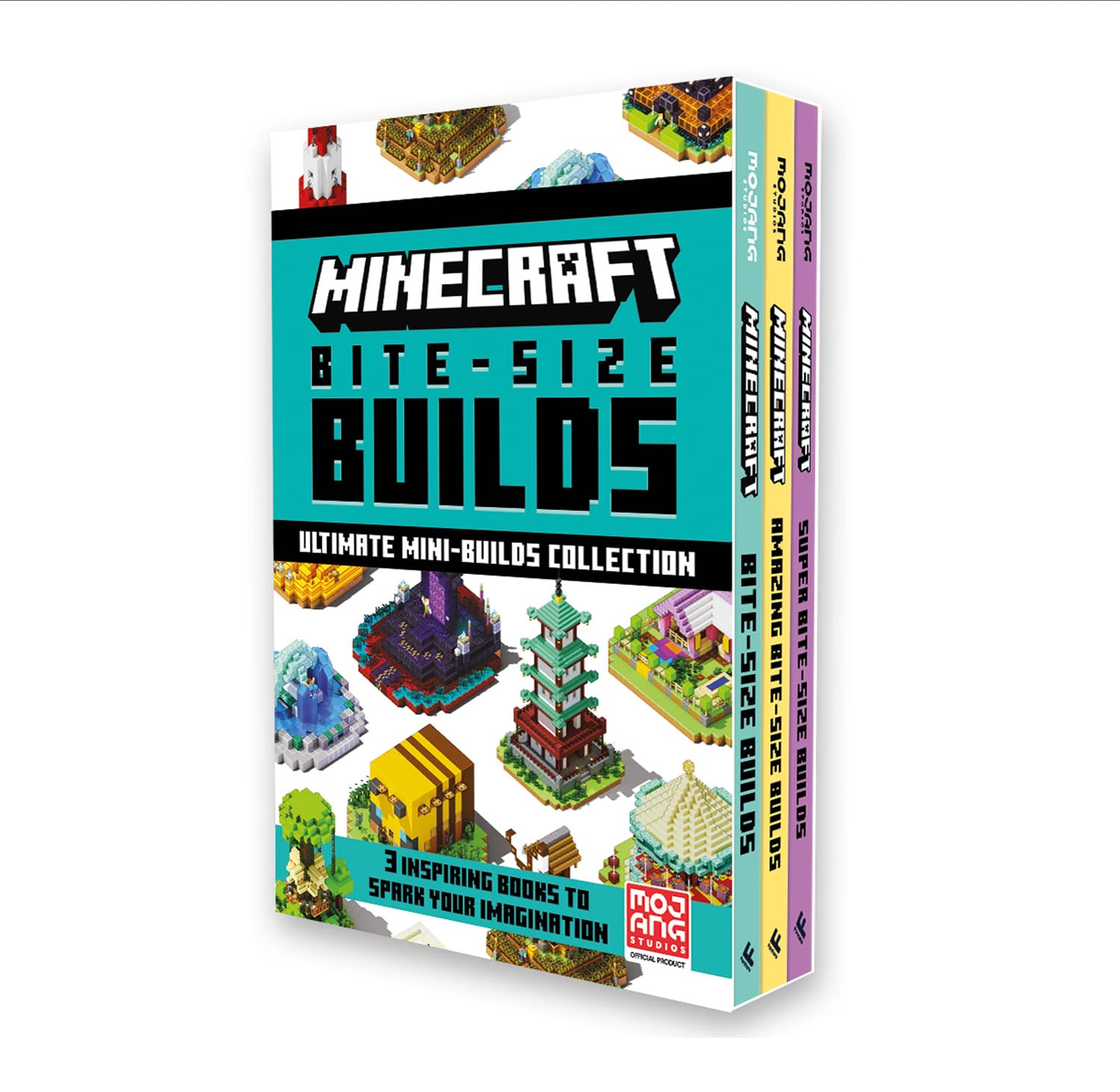 Minecraft Bite Size Builds Slipcase X 3: the Official Collection of Illustrated Mini-Projects with over 60 Fun Builds: Great for Gamers of All Ages and Abilities. image number 1
