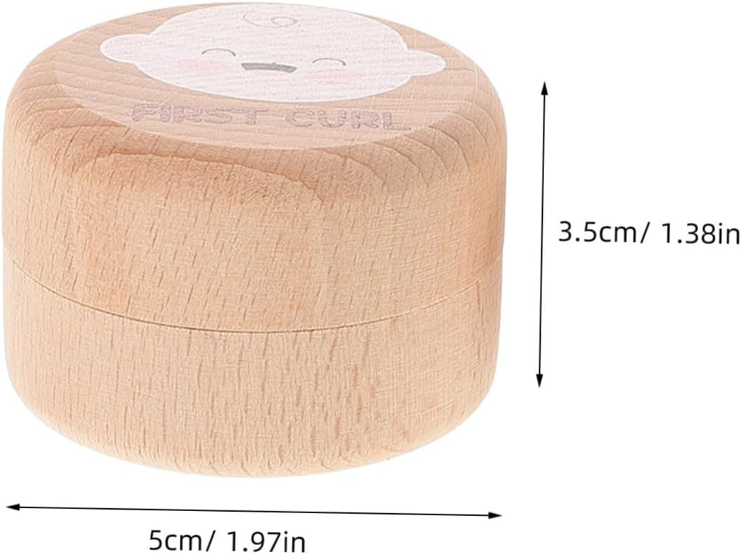 Vaguelly 2Pcs Wooden Baby Tooth Keepsake Box and First Curl Storage Box for Boys and Girls round Solid Wood Tooth Holder Set and Hair Collection Baby Memory Organizer image number 1