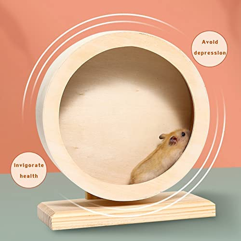 Antiai Hamster Wooden Silent Wheel, 9.8 Inch Small Animal Exercise Wheel Accessories, Quiet Spinner Hamster Running Wheels Prevent Depression Toys for Hamsters, Gerbils, Mice and Other Small Pets（L） image number 4