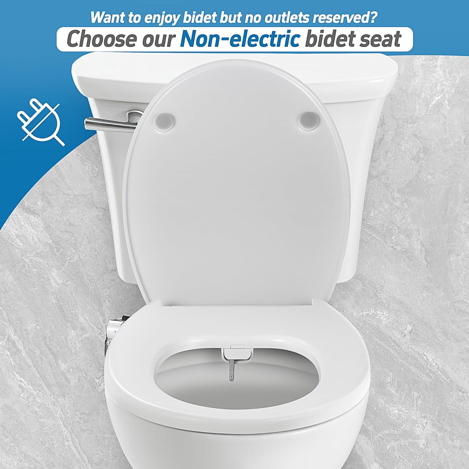 SAMODRA Bidet Toilet Seat, Non-Electric Toilet Seat Cover with Rear and Feminine Cleaning, Toilet Attachment Bidet, Toilet Seat O Shape with Soft-Closing Cover (O Shape)