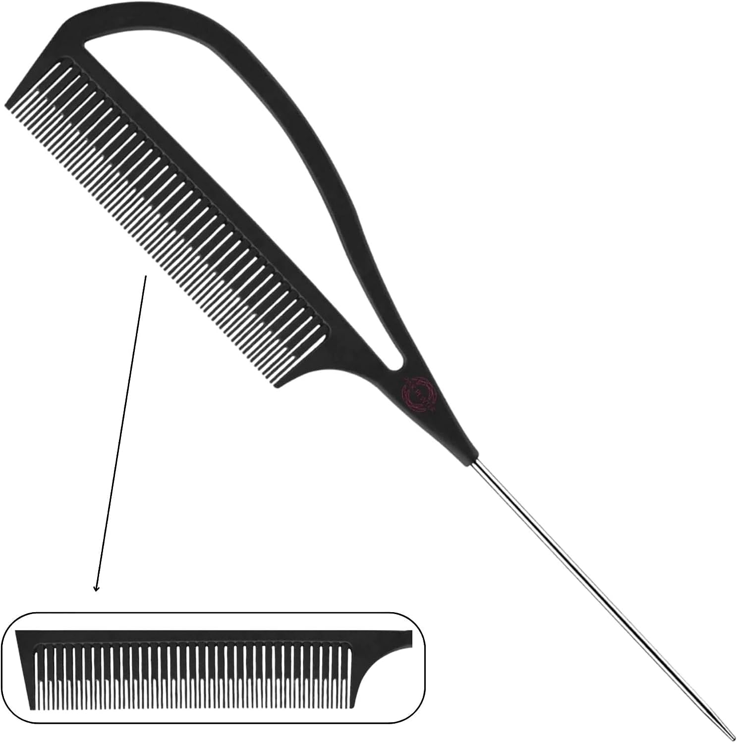 Authentic Never Let Go Carbon Fibre Professional Styling Comb, Balayage, Babylight, Teasylight and Highlighting Long Tail Metal Pick Teaser Comb (#3) image number 1