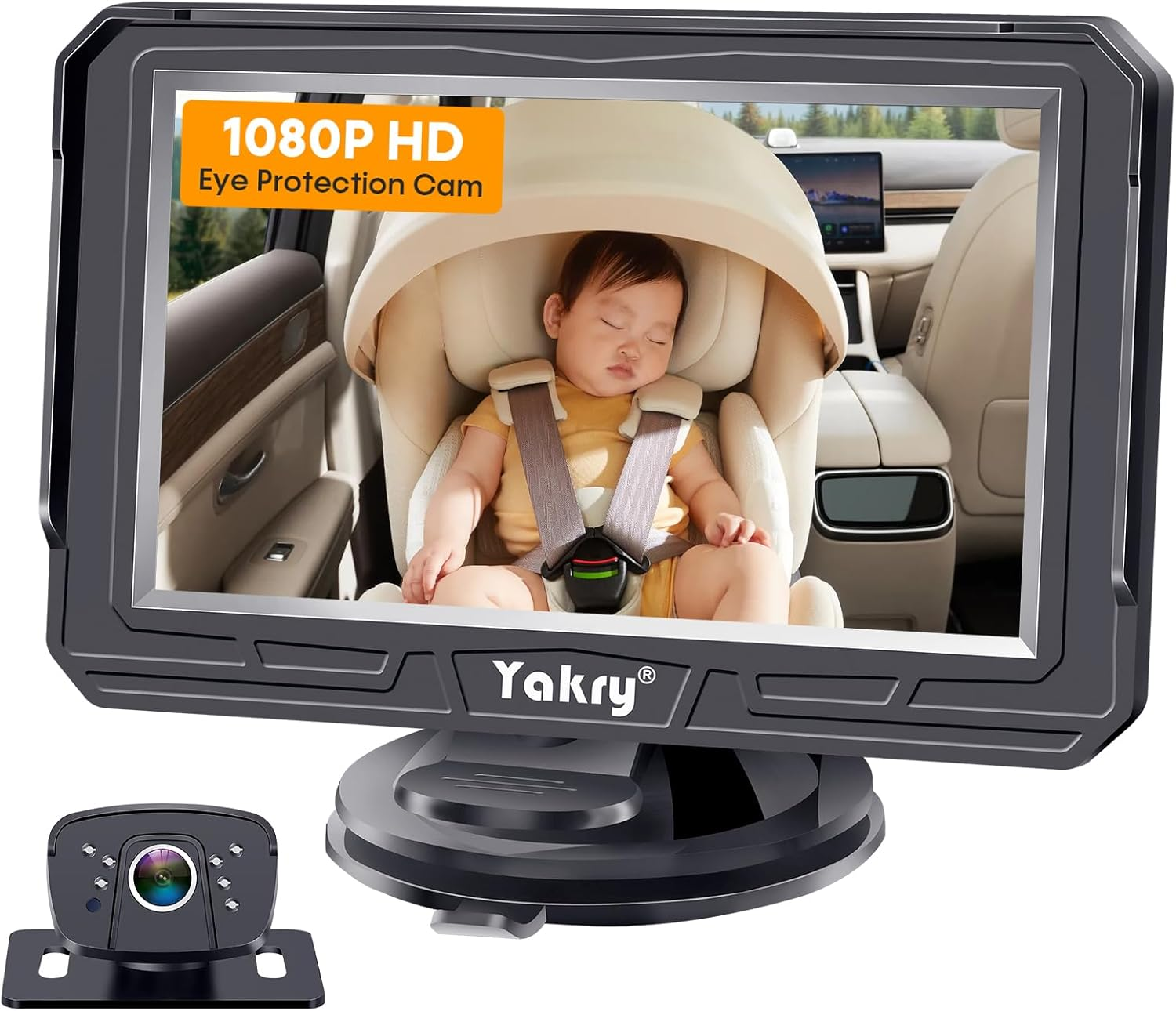 Yakry Baby Car Camera for Backseat - HD 1080P, 170&deg; Wide Angle, Night Vision, 360&deg; Rotation, Safe for Babies, Easy Install, Rear-Facing Baby Car Mirror for Parents Y60 image number 4