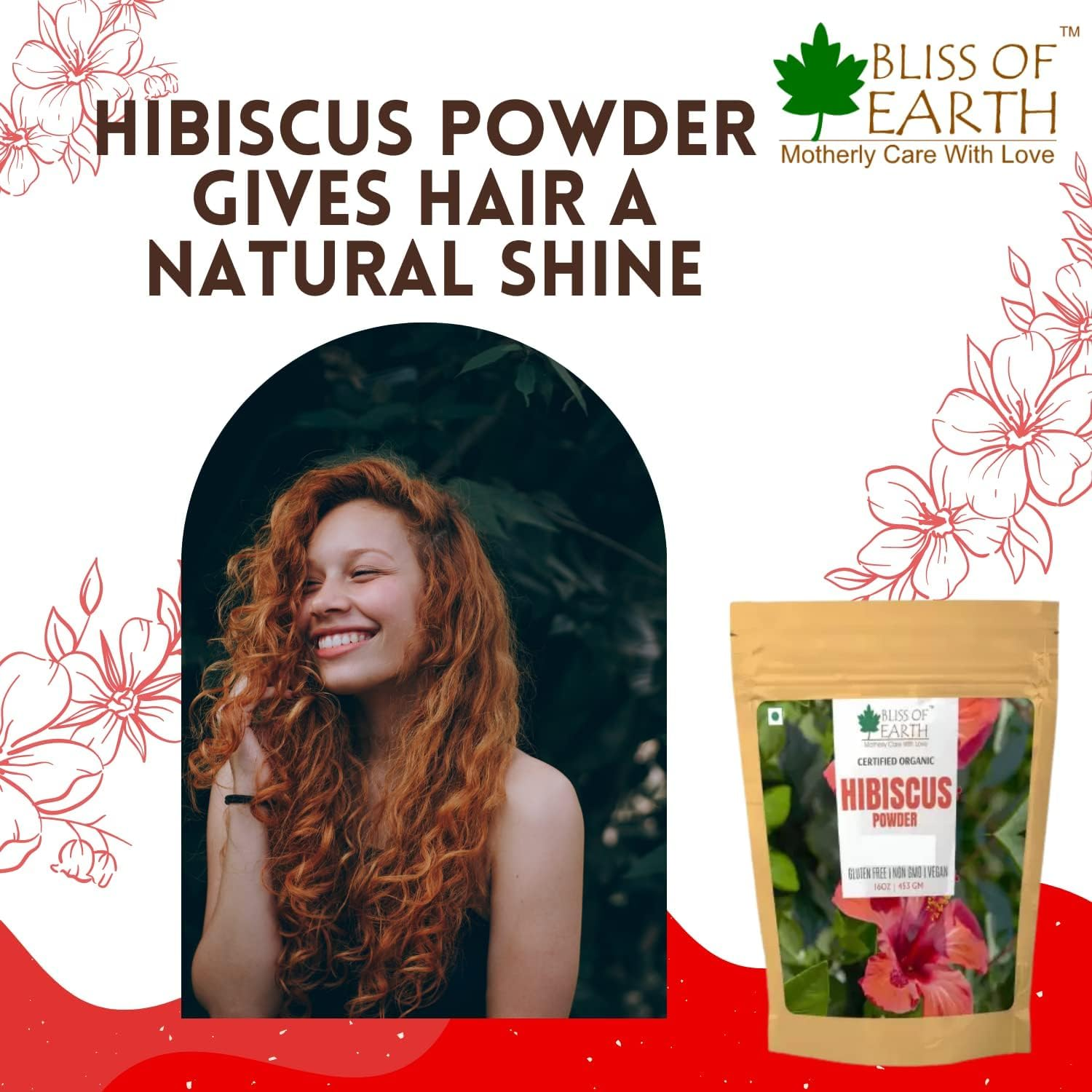 Bliss of Earth Amla, Reetha, Bhringraj, Shikakai, and Hibiscus Powder for Hair Growth & Hair Mask 100Gm Pack of 5 image number 1