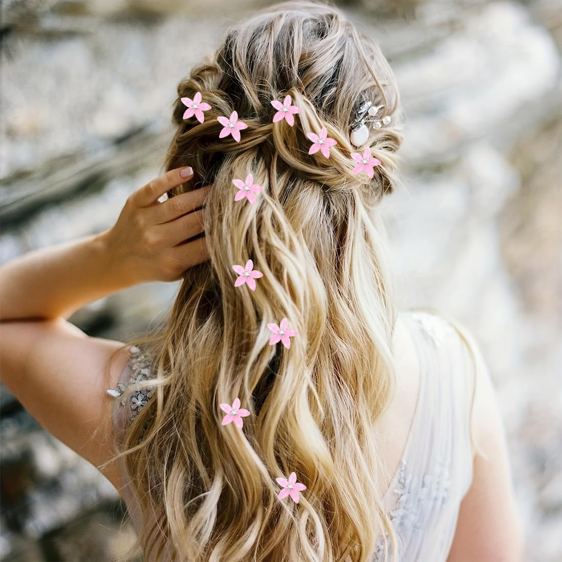 LAKJUOZ 10 Pieces Small Flower Hair Clips Mini Cute Rhinestone Metal Hair Pins for Women Bridal Hair Clips for Girls Wedding Hair Accessories Decorative image number 1