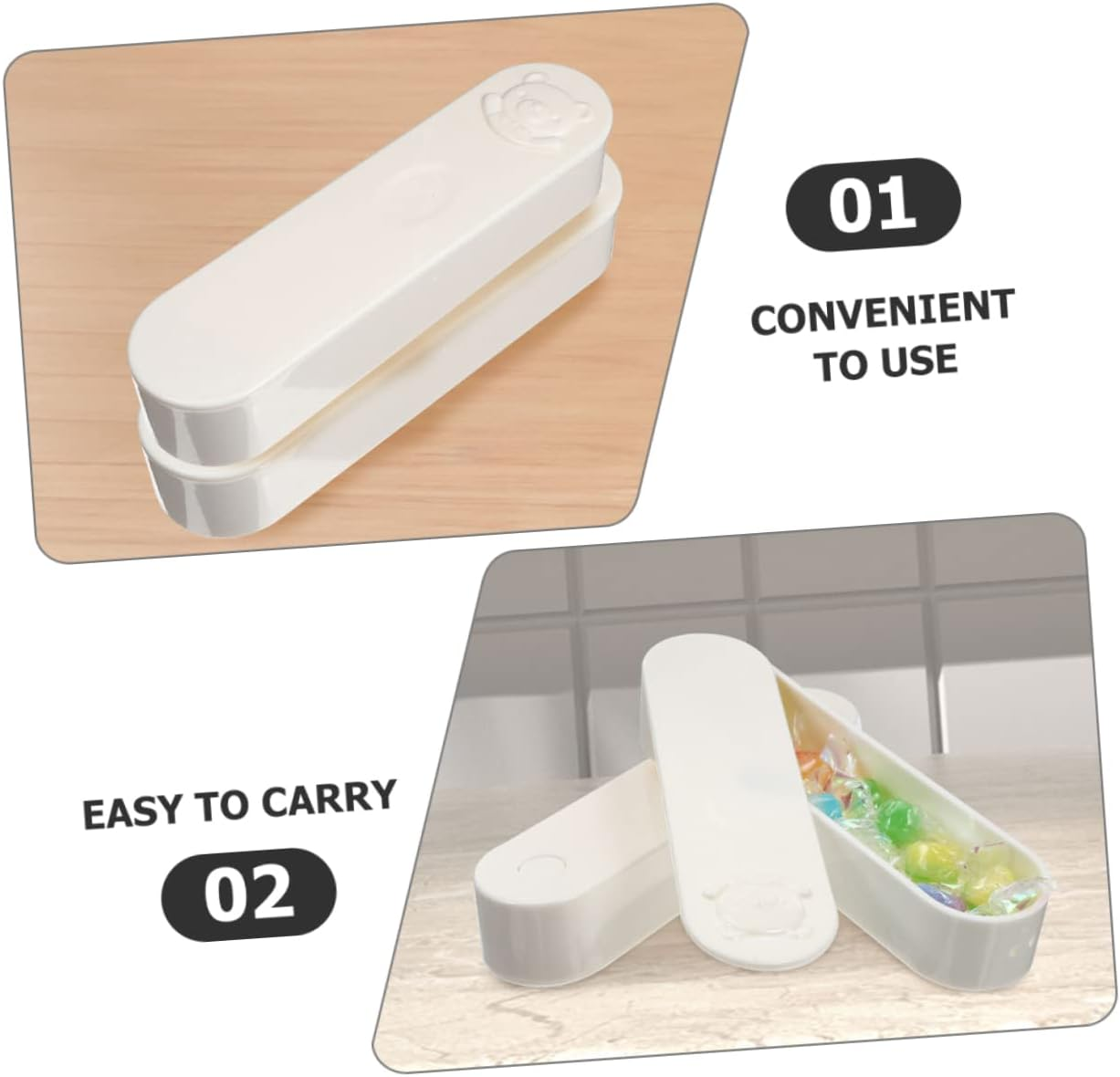 Minkissy Mini Cotton Swab Box Travel Case Bear Pattern Organizer for Toiletries image number 3