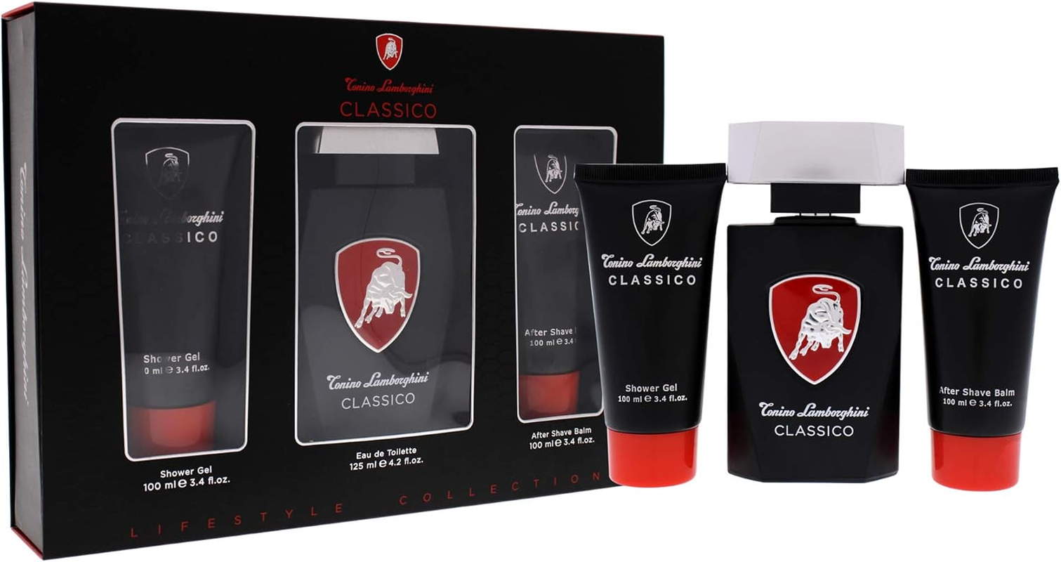 Lamborghini Classico Eau De Toilette 3 Piece Gift Set for Men