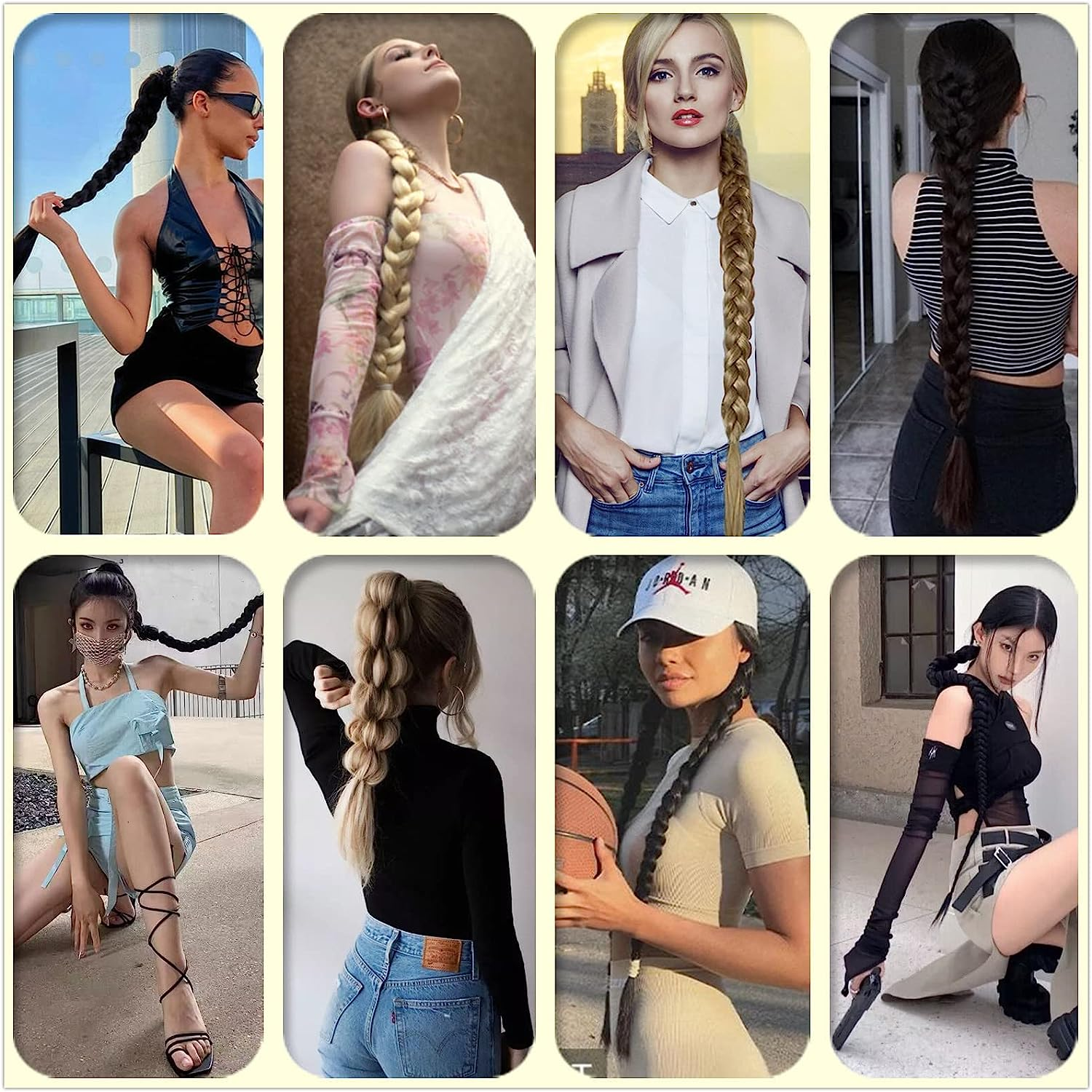 32 Inch Long Braided Ponytail Extension with Hair Tie Straight Wrap around Hair Extensions Ponytail Natural Soft Synthetic Hair Piece for Women Girls Daily Wear (80Cm, Black) image number 4