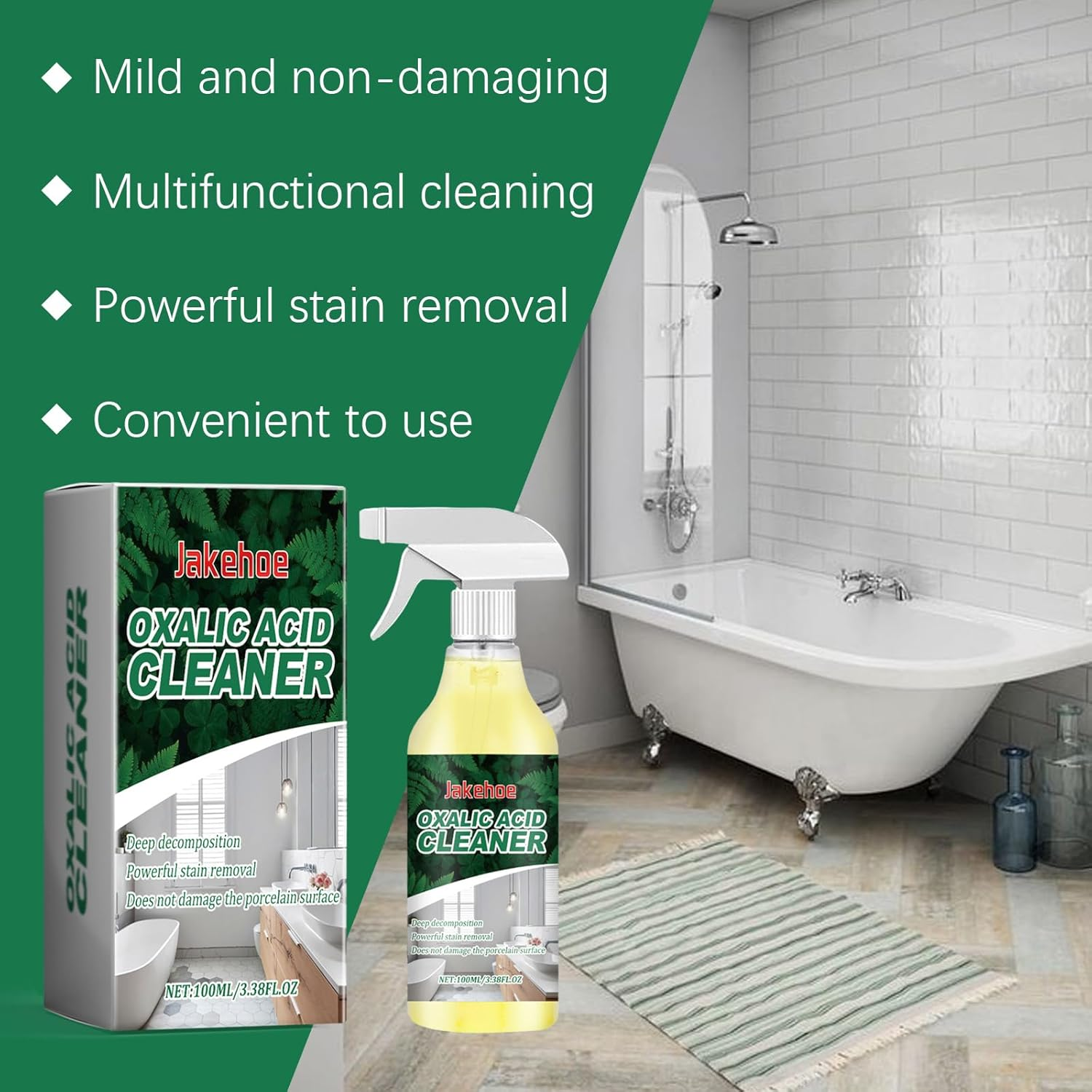 Oxalic Acid Cleaner, Multifunctional Bathroom Stain Remover, Gentle Formula, 100Ml, with Powerful Decontamination image number 5