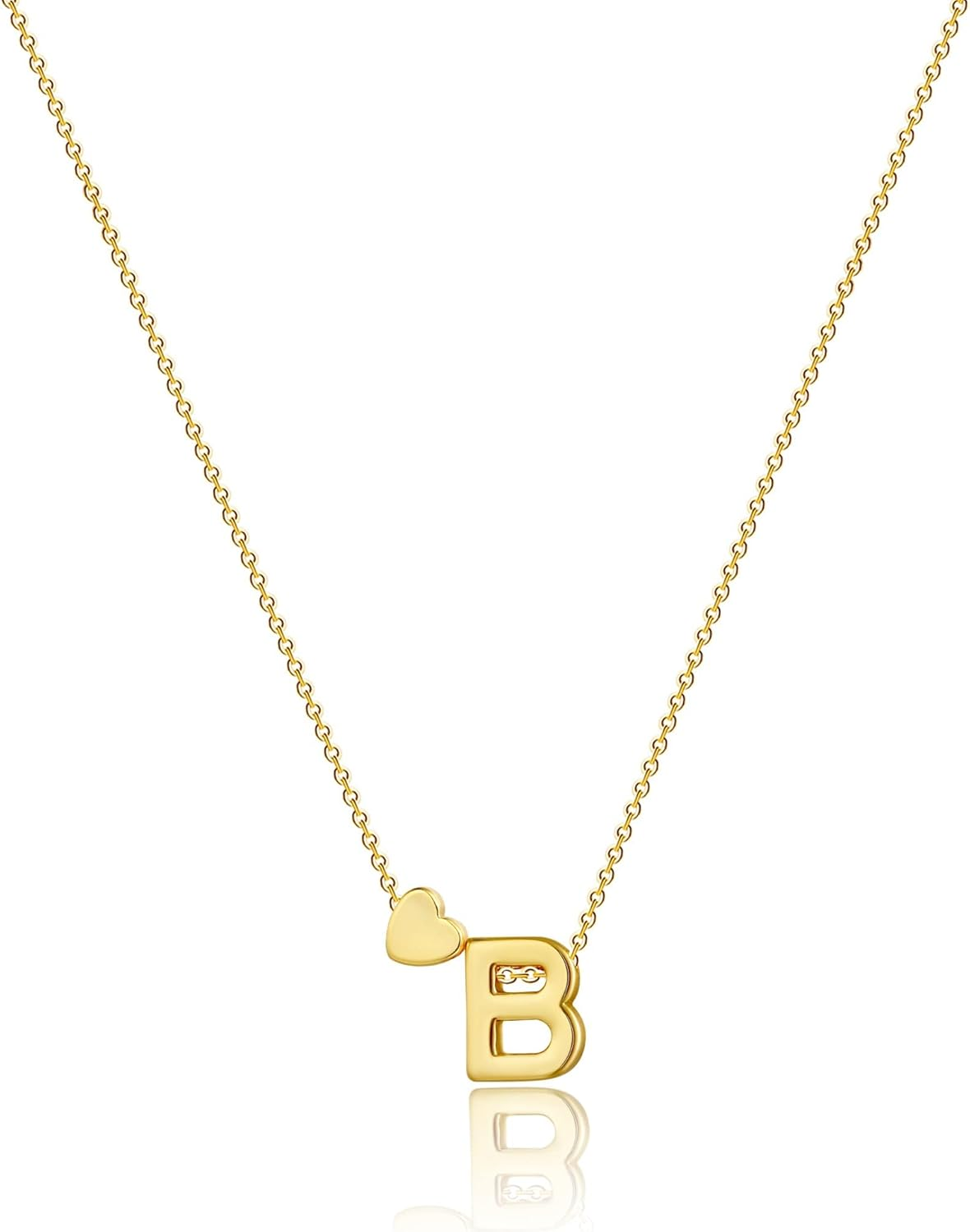 Initial Heart Necklace Gold Dainty Letter Pendant Tiny Heart Necklace for Women
