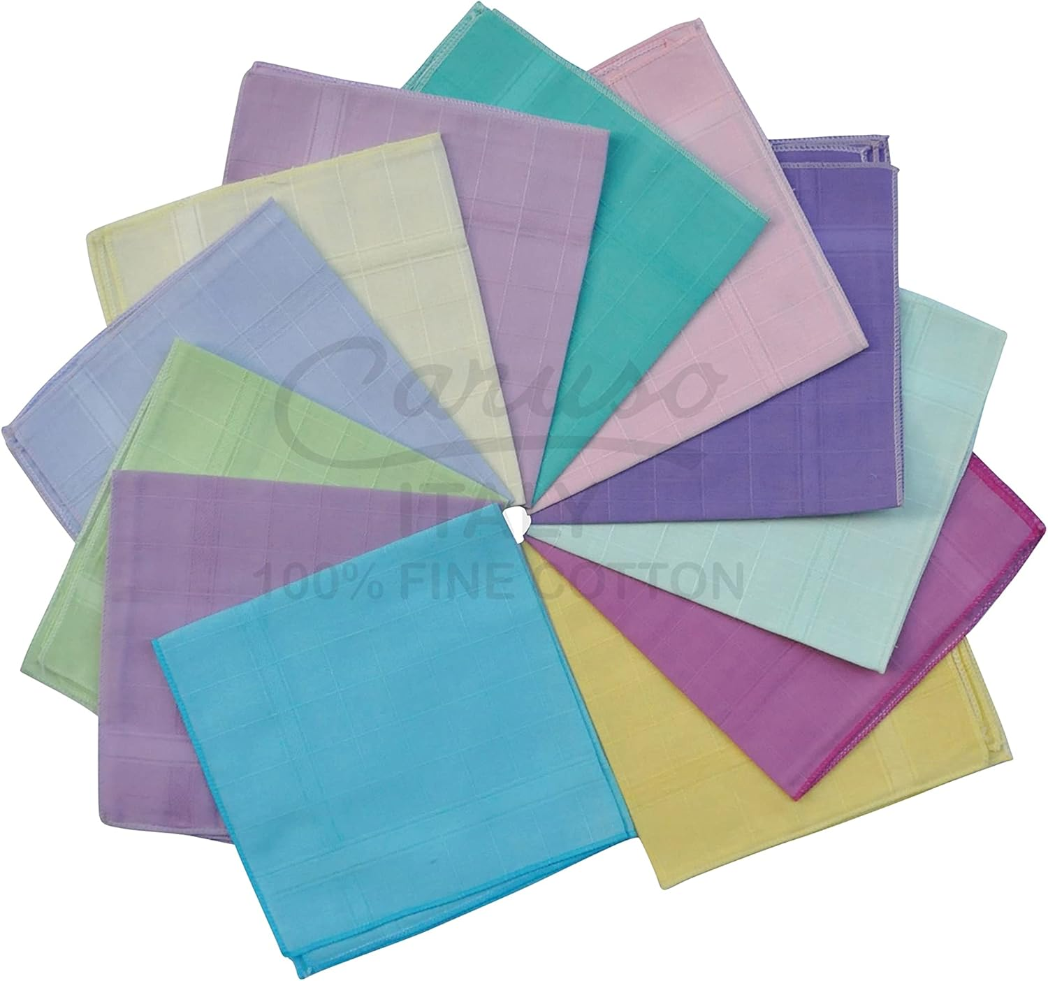 Caruso Italy Women'S 100% Pure Cotton Multicolor Rangoli Handkerchief | Soft, Skin-Friendly, and Super Absorbent with Anti-Shrink Finish, Becomes Softer with Every Wash - 30 X 30 Cm