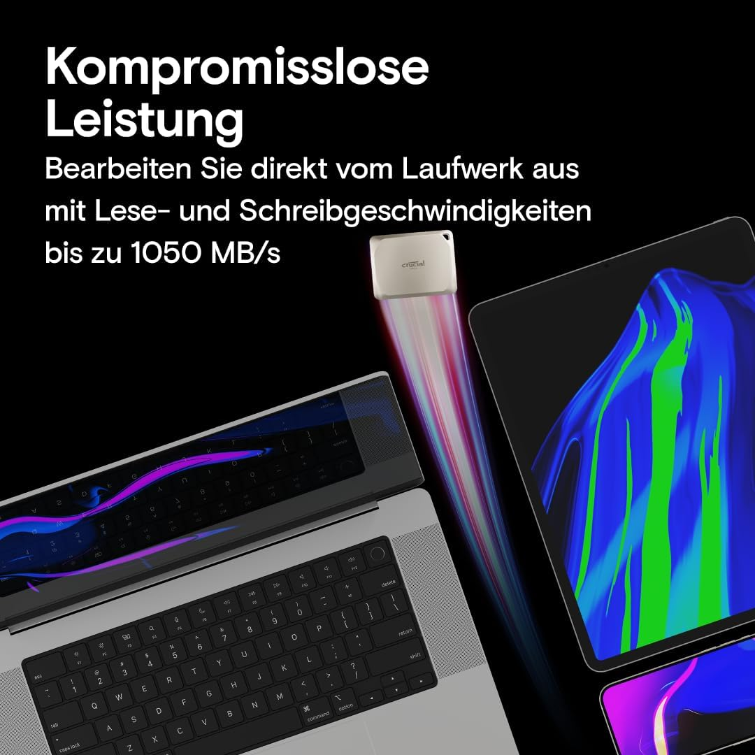 Crucial X9 Pro for Mac 2TB Portable External SSD - up to 1050Mb/S Read/Write, Mac Ready, External Solid State Drive, IP55 Water and Dust Resistant, USB-C 3.2 - CT2000X9PROMACSSD9B02 image number 4