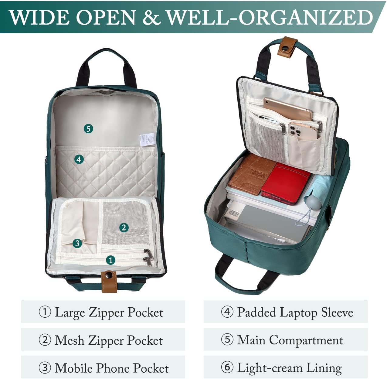 Backpack for Men Women, VASCHY Lightweight Travel Back Pack Fits 15.6Inch Laptop Water Resistant School Bag Casual Daypack for Teen Work/College Black image number 1