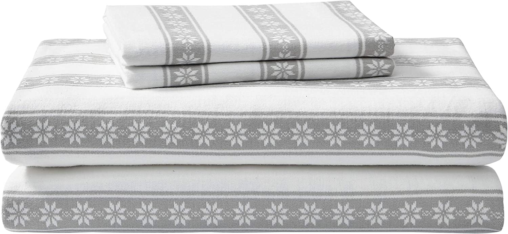 Eddie Bauer - Full Sheets, Cotton Flannel Bedding Set, Brushed for Extra Softness, Cozy Home Decor (Snowflake Fair Isle, Full) image number 2