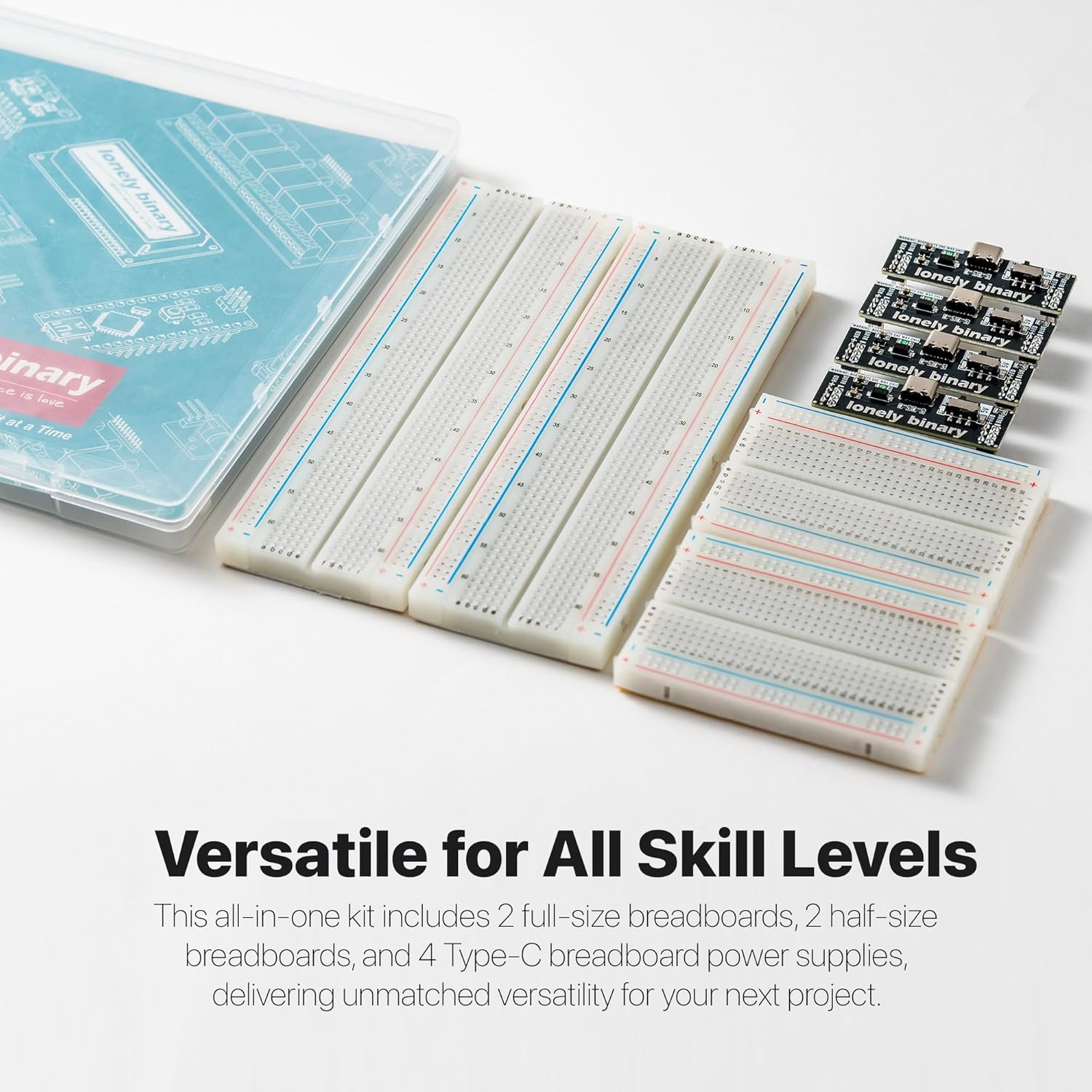 Breadboard Kit with 2 Full-Size 830 Points and 2 Half-Size 400 Points Solderless Breadboards, 4 Type-C Breadboard Power Supplies (3.3V / 5V Switchable), Ideal for Arduino, ESP32 image number 3