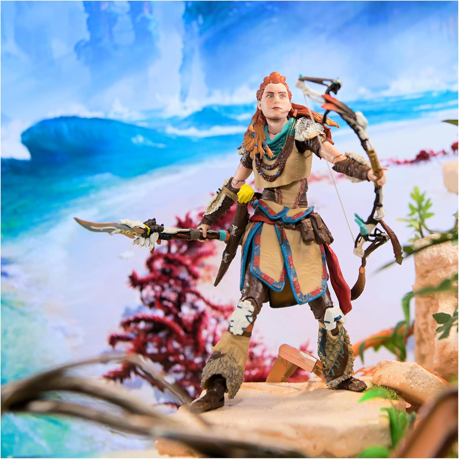 Playstation Horizon Forbidden West, Deluxe 15-Cm Aloy Action Figure with 15 Accessories, the Shapes Collection, for PS5 Fans & Collectors Aged 17+ image number 4