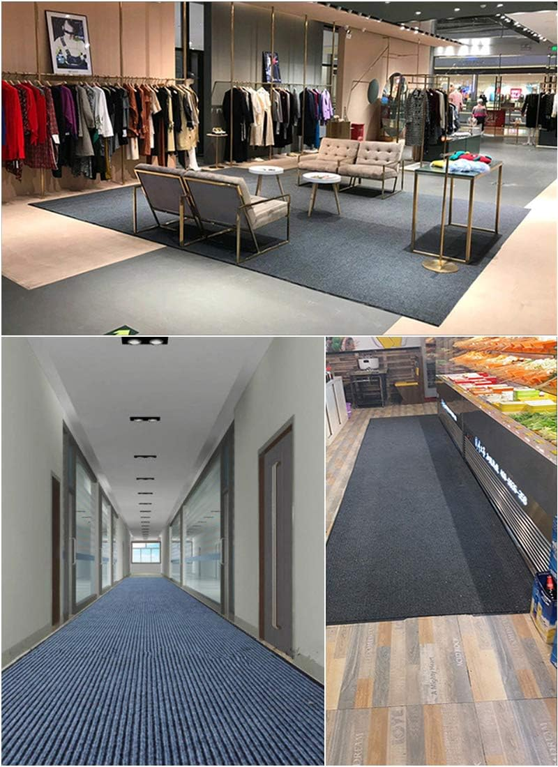 ITINA Door Mat 0.9 X 3M Large Outdoor Indoor Mat Waterproof Rubber Back Rugs for Home Office Business Areas Grey-Black image number 4