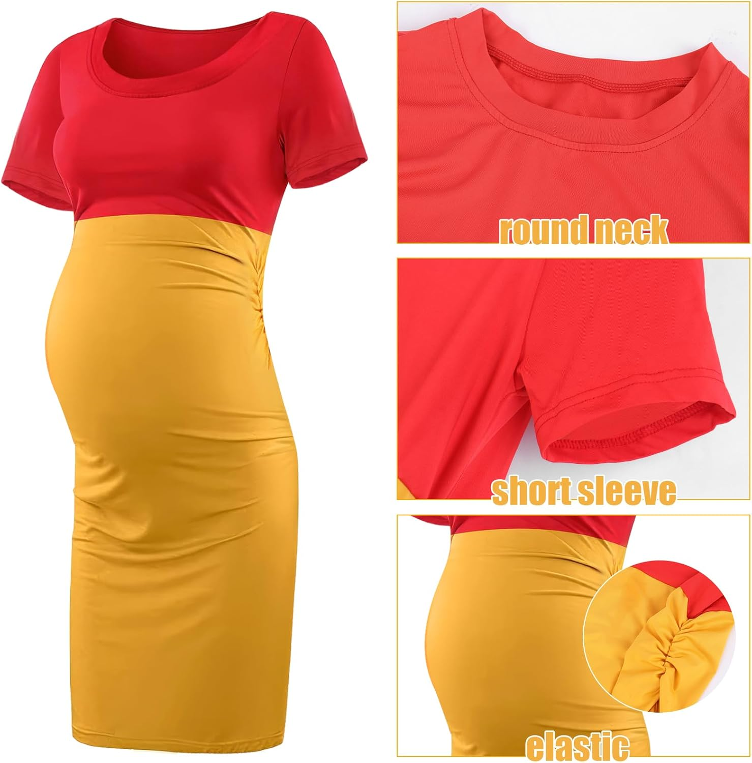 Maternity Dress Maternity Shirt Short Sleeve Pregnancy Dress with Tote Bag Red Balloon Halloween Cosplay image number 6